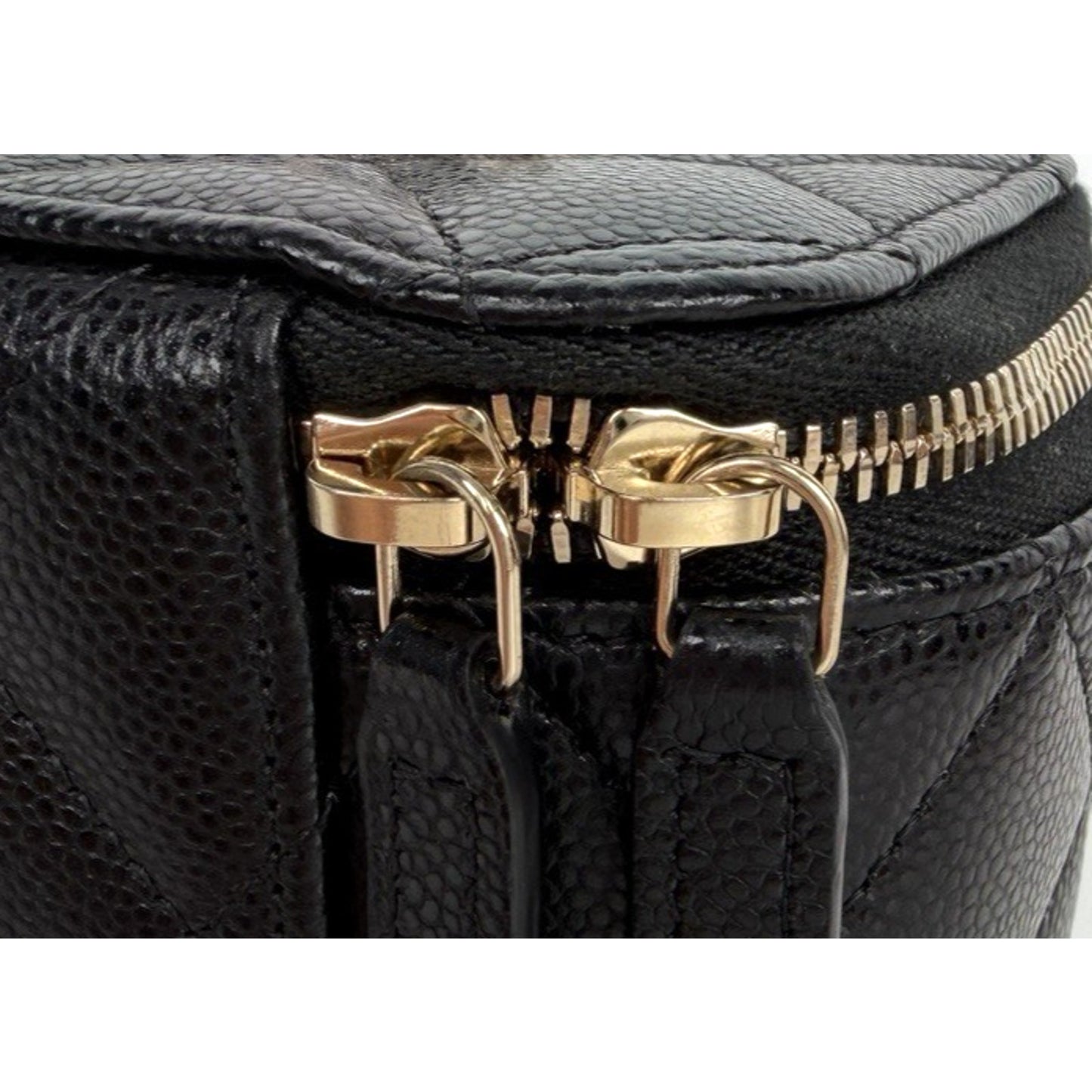Chanel Vanity Case Bag Small in Black Caviar Leather With Chain NFC B1