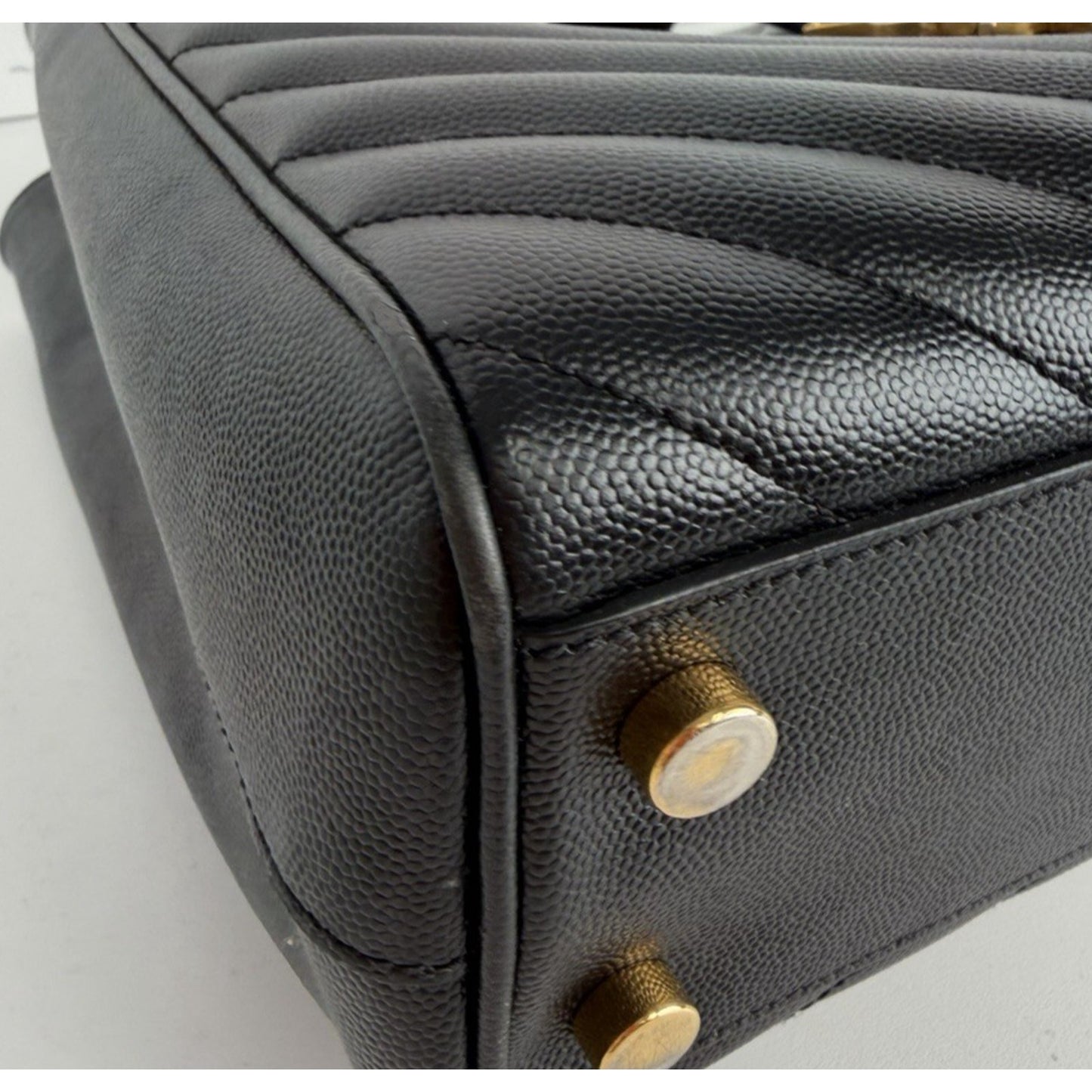 Saint Laurent Monogram Large Shopping Bag in Black Grain de Poudre Leather D9