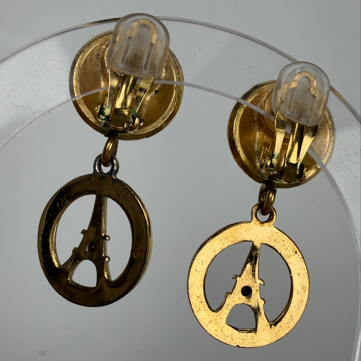 Celine Eiffel Tower Dangle Earrings in Gold-Tone Vintage K3