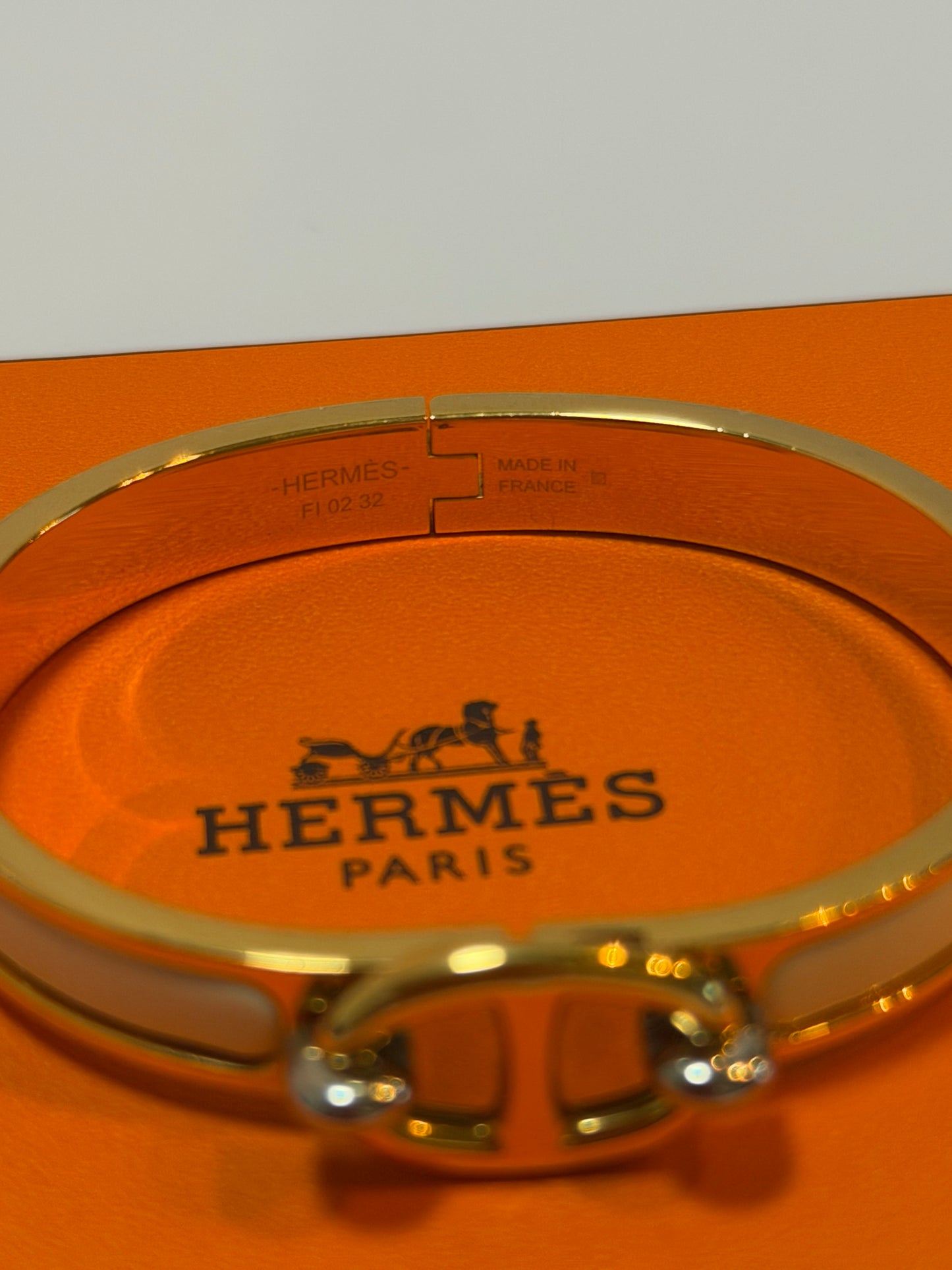 Hermes Mini Clic Chaine d'Ancre Enamel Bracelet - White & Gold