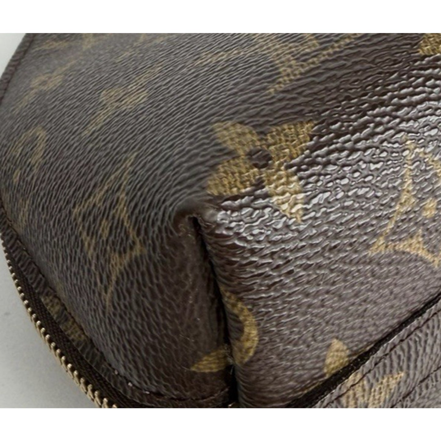 Louis Vuitton Monogram Trousse Demi Ronde Cosmetic Pouch Bag in Brown S07