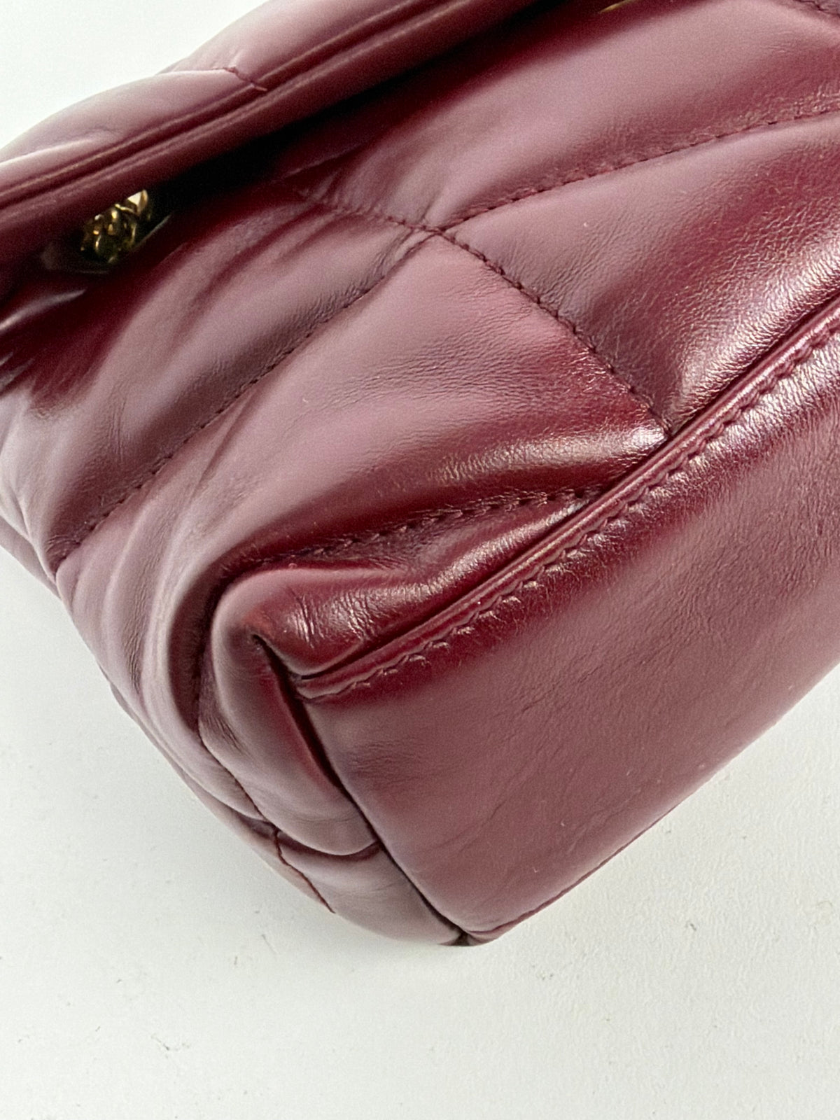 Saint Laurent Toy Puffer Shoulder Bag in Burgundy Lambskin Leather