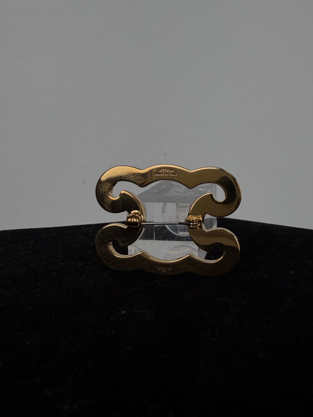 Celine Triomphe Frame Sparkle Brooch in Gold-Finish with Crystals K3