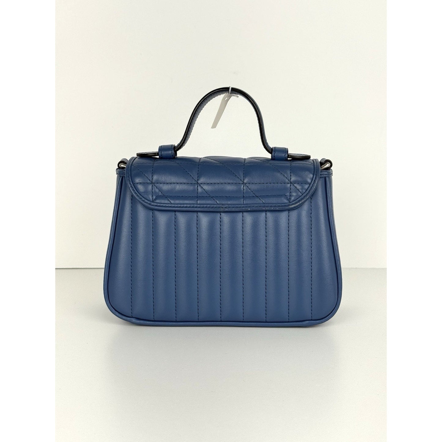 Gucci Double G Blue Leather Matelasse Aria Marmont Mini Top Handle Women's Bag