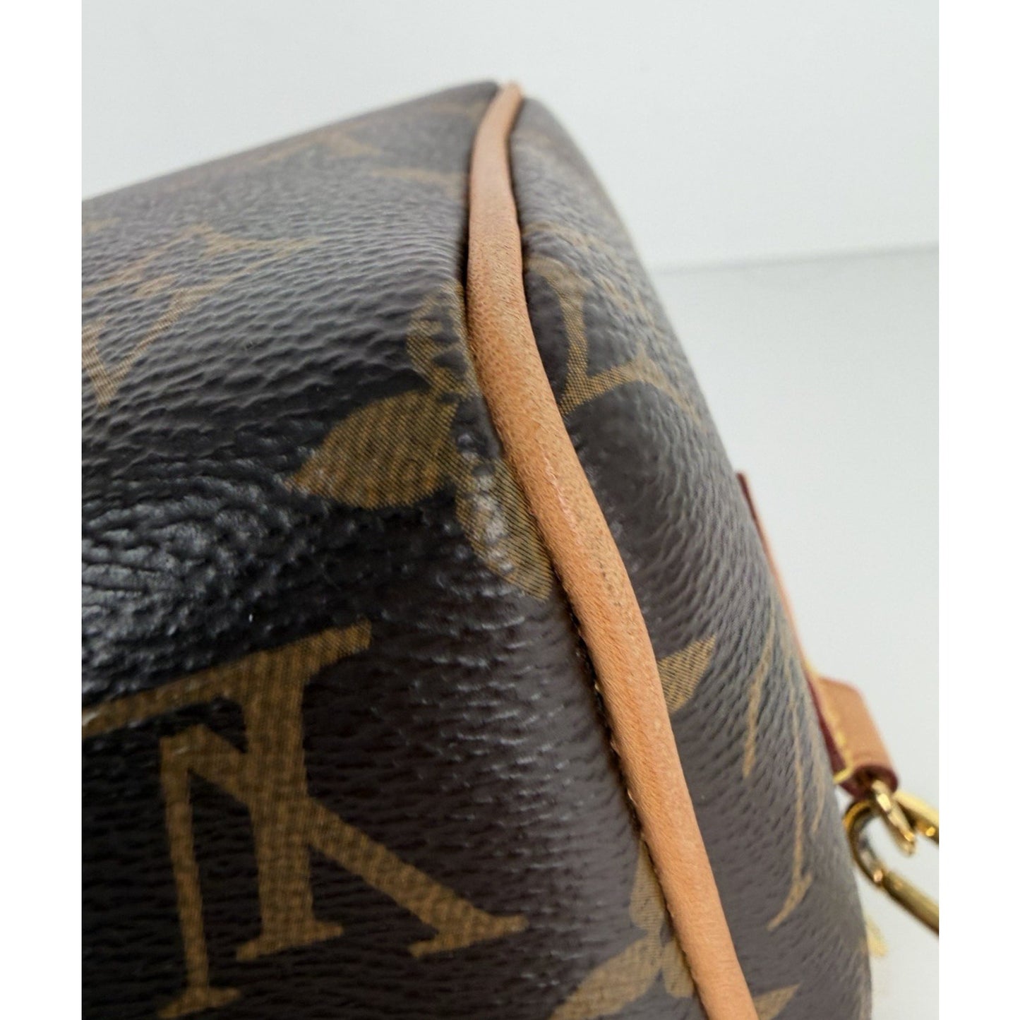 Louis Vuitton Speedy 20 HandBag Bandouliere Monogram Canvas & Pink Strap NFC E1