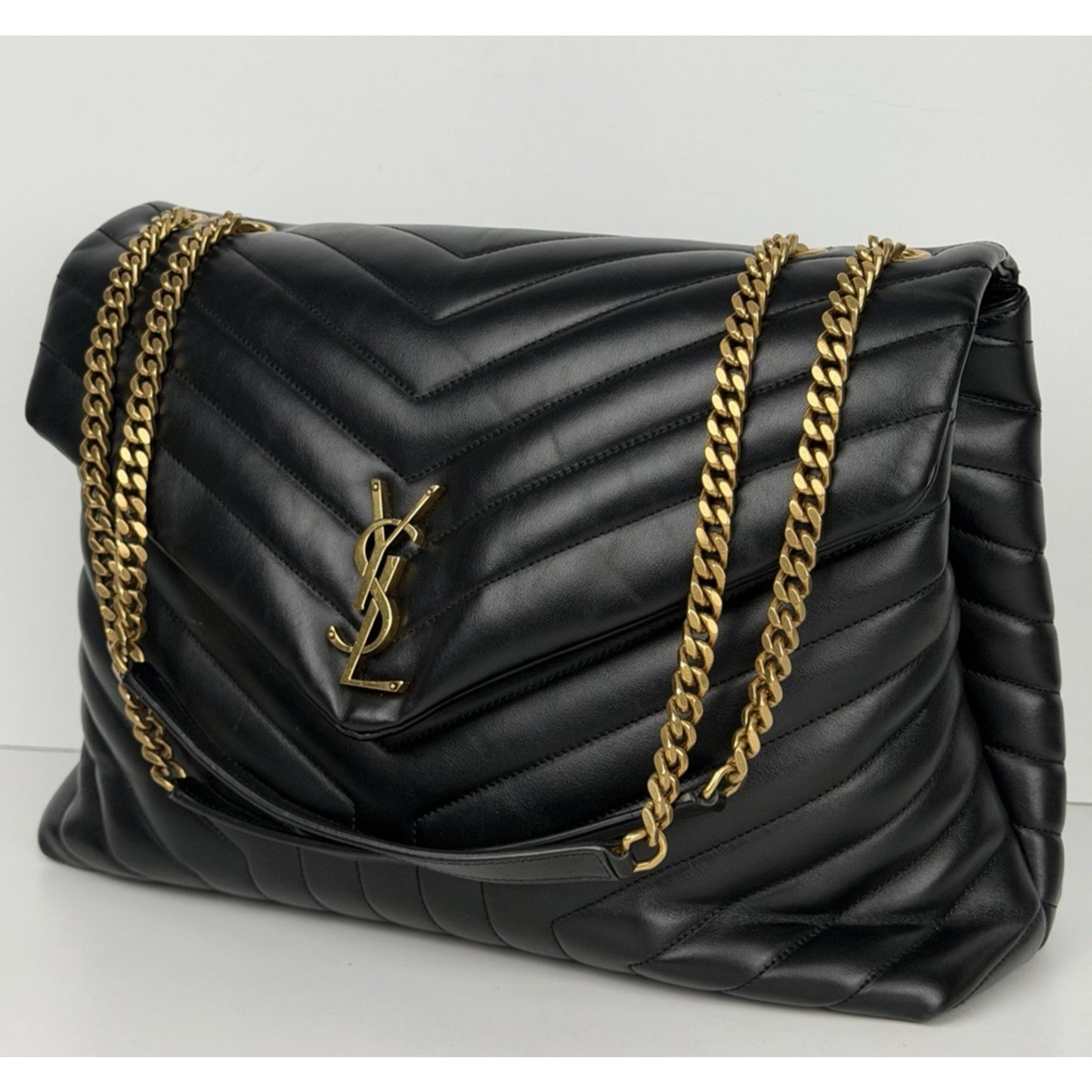 Saint Laurent Loulou Large Shoulder Bag in Black Quilted Leather C5