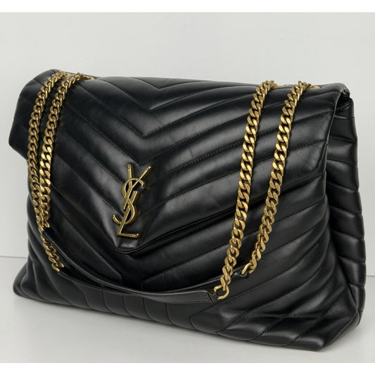 Saint Laurent Loulou Large Shoulder Bag in Black Quilted Leather C5