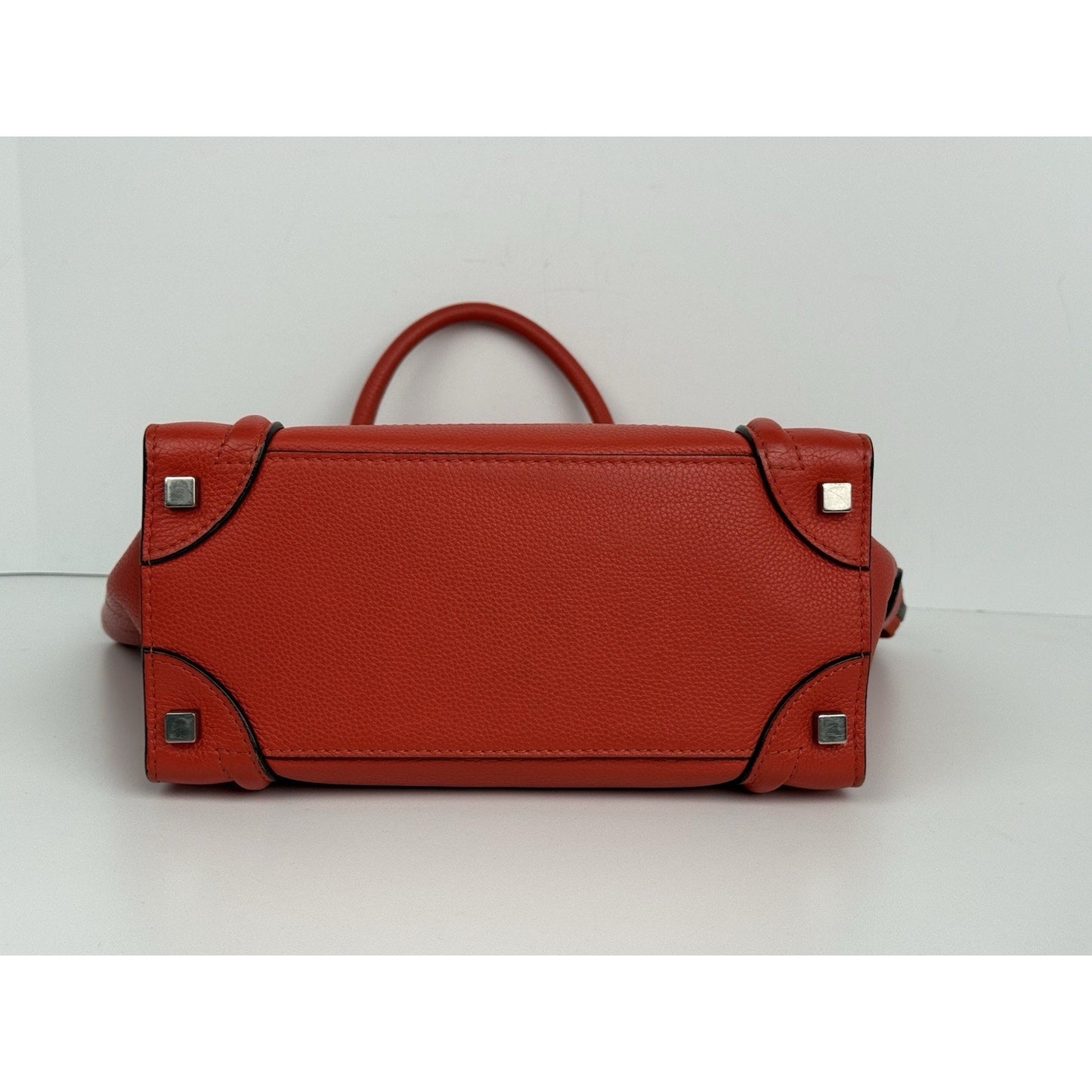 Céline Mini Luggage Tote Red-Orange Leather Handbag