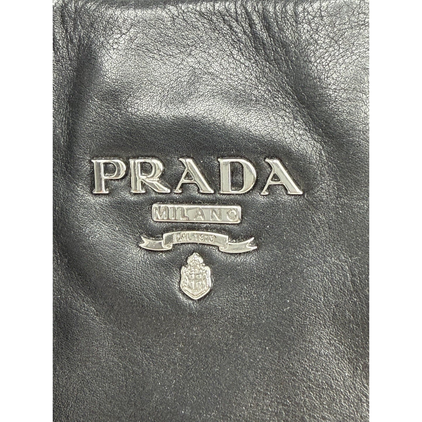 Prada Buckle L Bowler Two-Way Shoulder Bag in Black Soft Calfskin Leather S-07