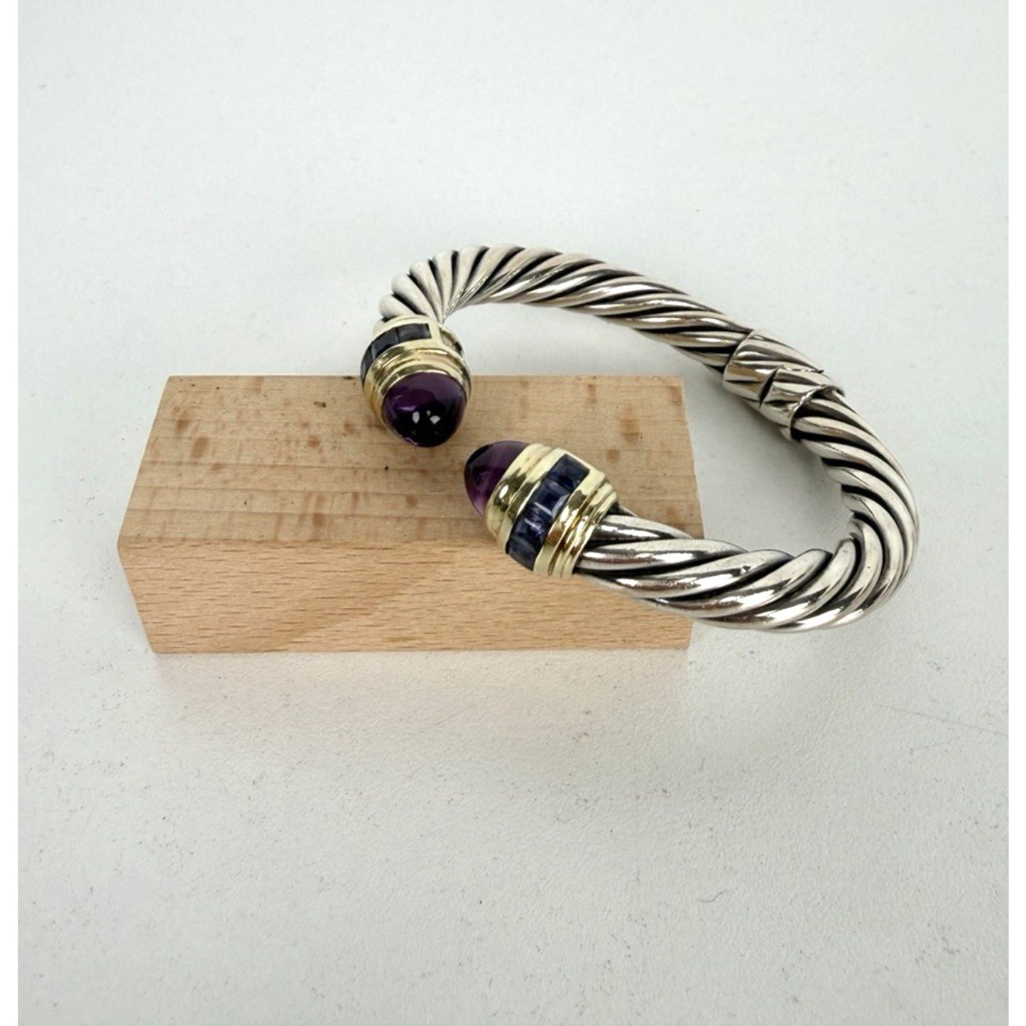 David Yurman Amethyst Cable Classic Bracelet 10mm in Sterling Silver & 14K Gold