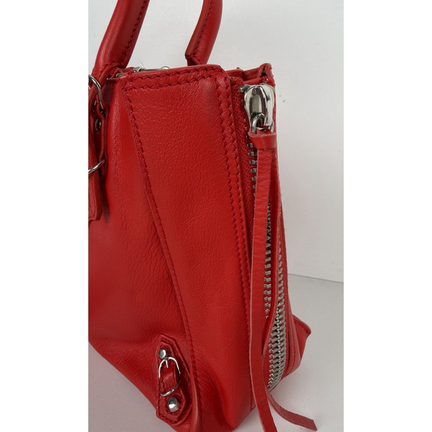 Balenciaga Papier A4 Zip-Around Tote Bag Mini in Red Calfskin Leather S-01