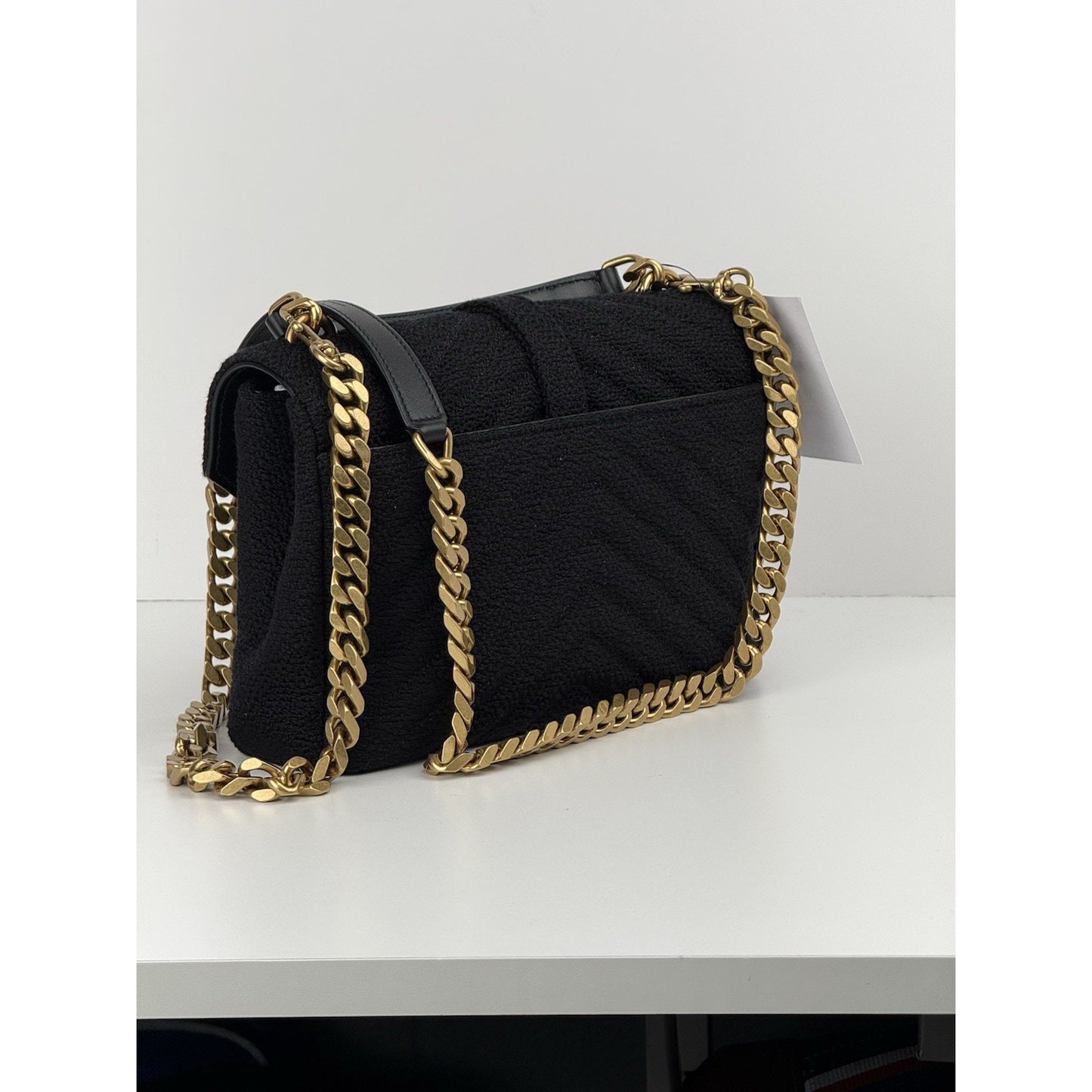 Saint Laurent College Medium Shoulder Bag in Quilted Tweed