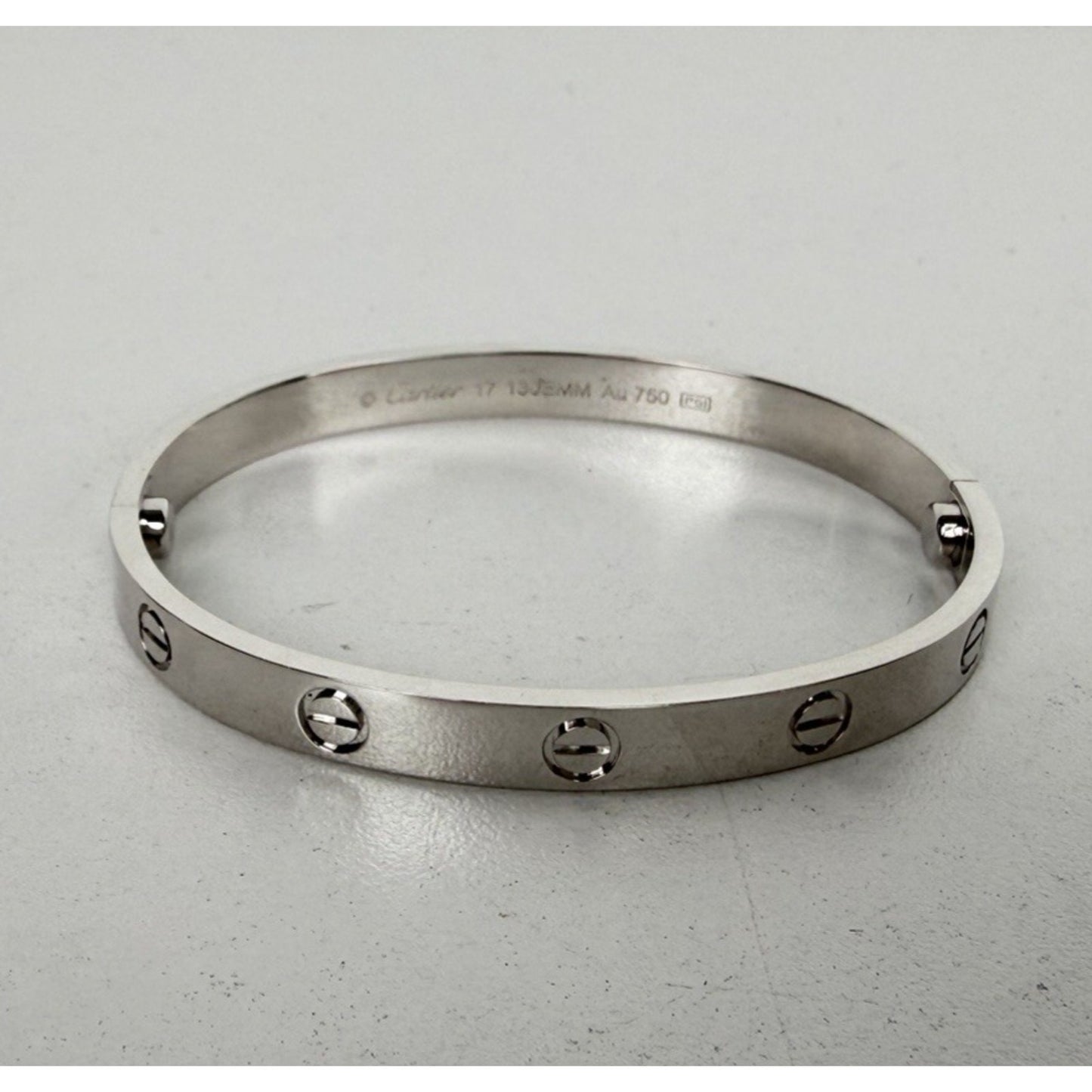 Cartier Classic Love Bracelet in 18K White Gold Featuring The Iconic Screw Motif