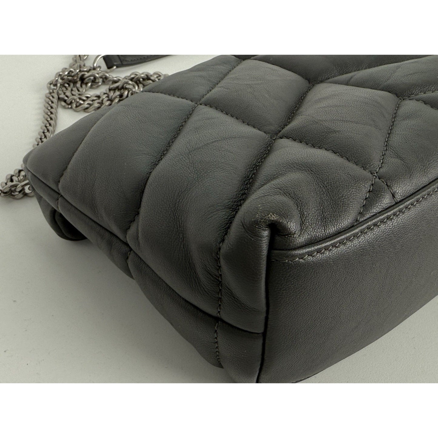 Saint Laurent Lou Puffer Medium Quilted Leather Grey Shoulder Bag