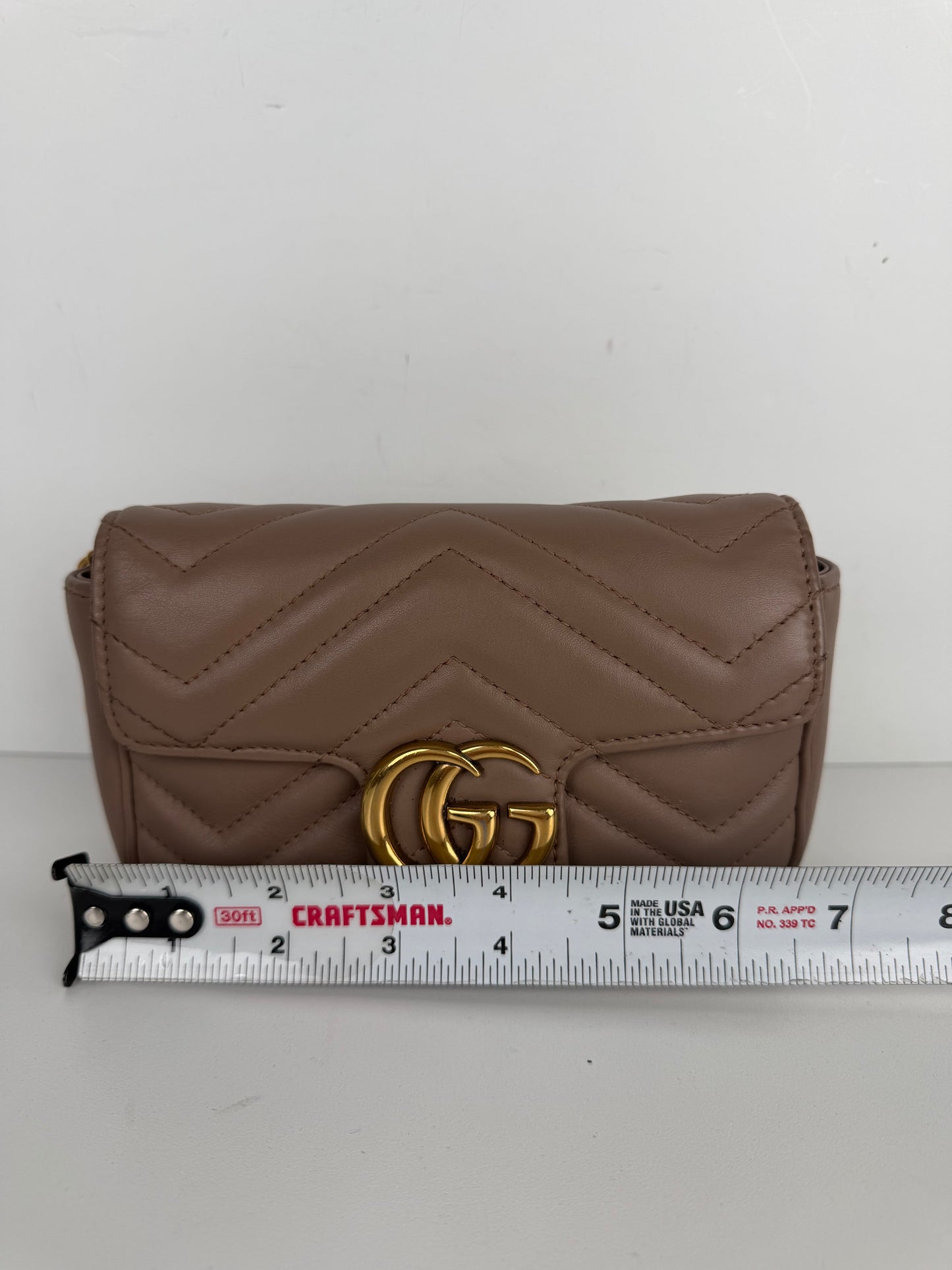 Gucci GG Marmont Bag Mini in Beige Quilted Leather S-05