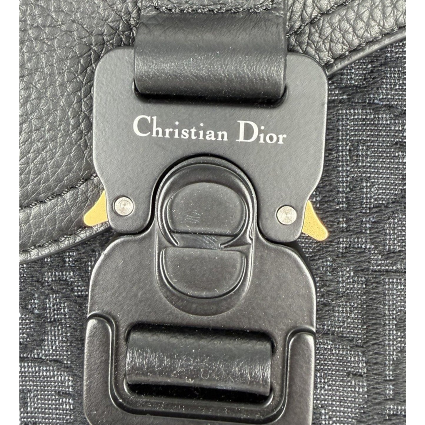 Christian Dior Saddle Messenger Small Bag in Black Jacquard with Leather Trim D9