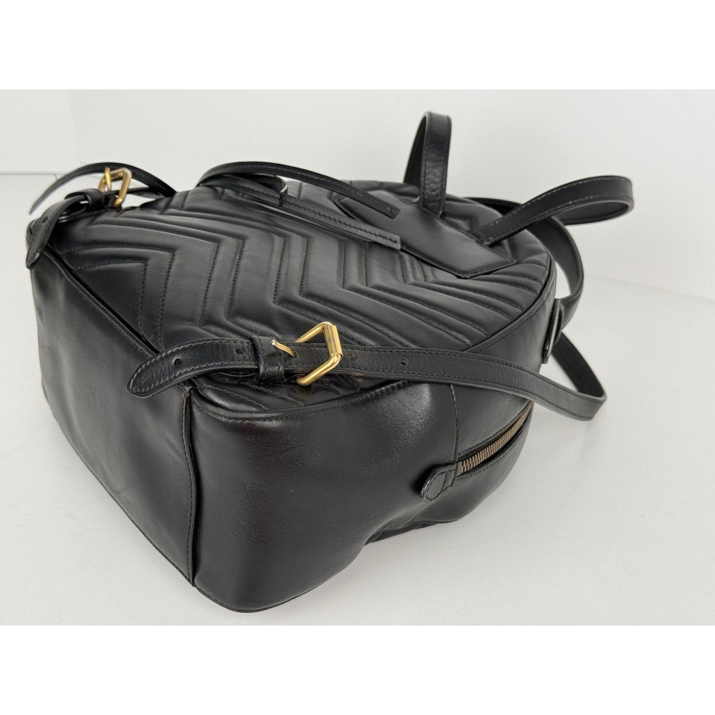 GUCCI Calfskin Matelassé GG Marmont Dome Backpack Black