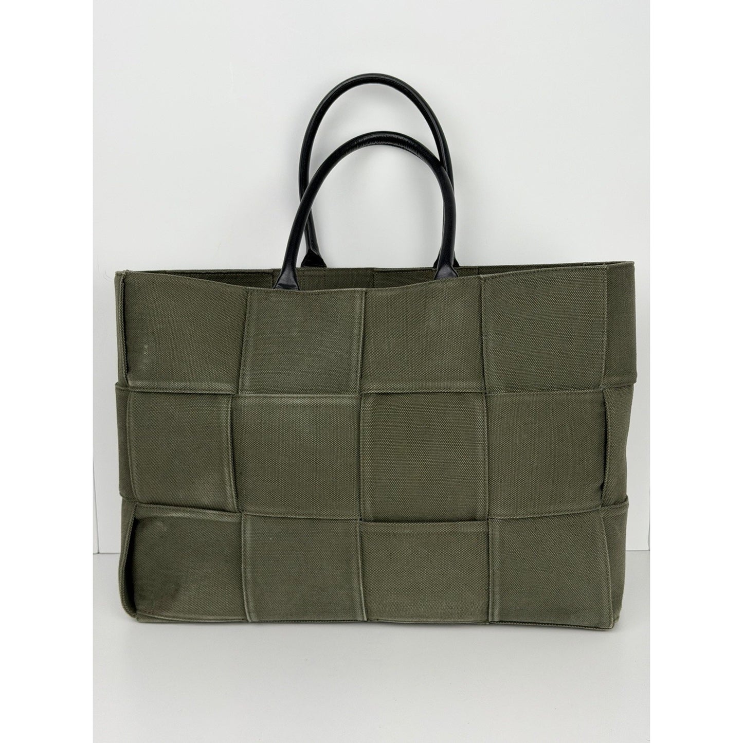 Bottega Veneta Large Arco Woven Canvas Tote Handbag C-7
