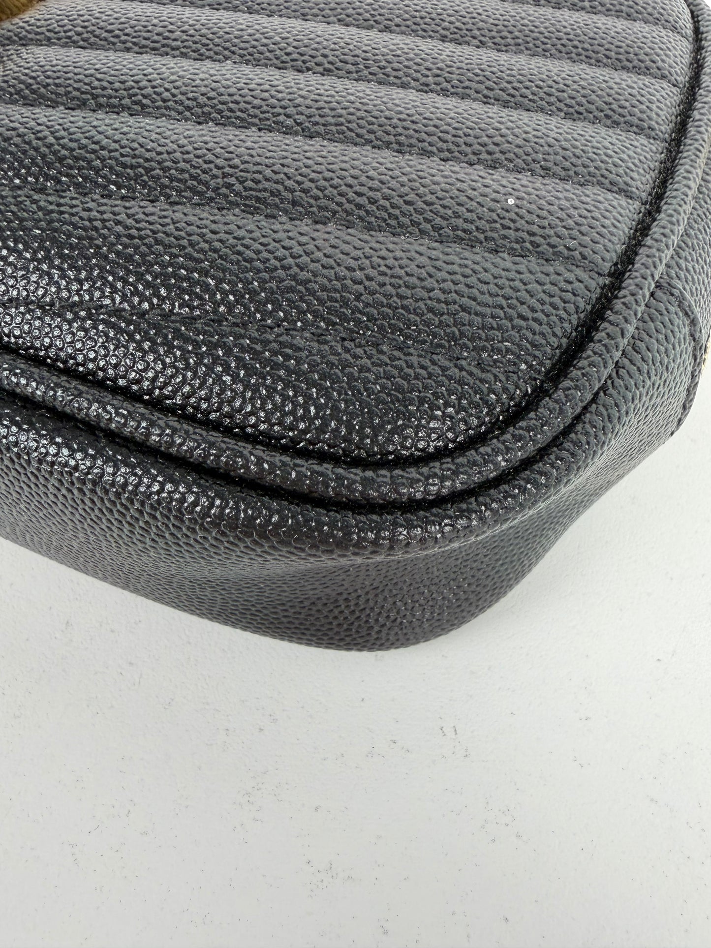 Saint Laurent Lou Camera Bag Mini in Black Grain De Poudre Leather YS-11