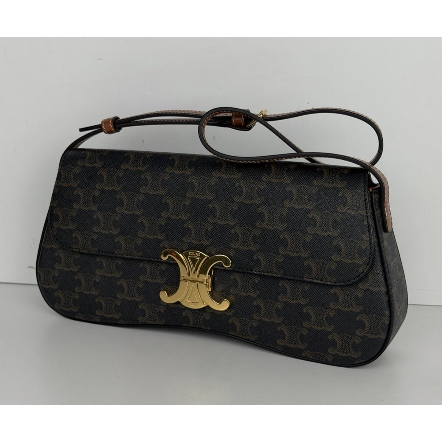 Celine Lola Triomphe Bag Coated Canvas and Calfskin & Gold-Tone Hardware B-2