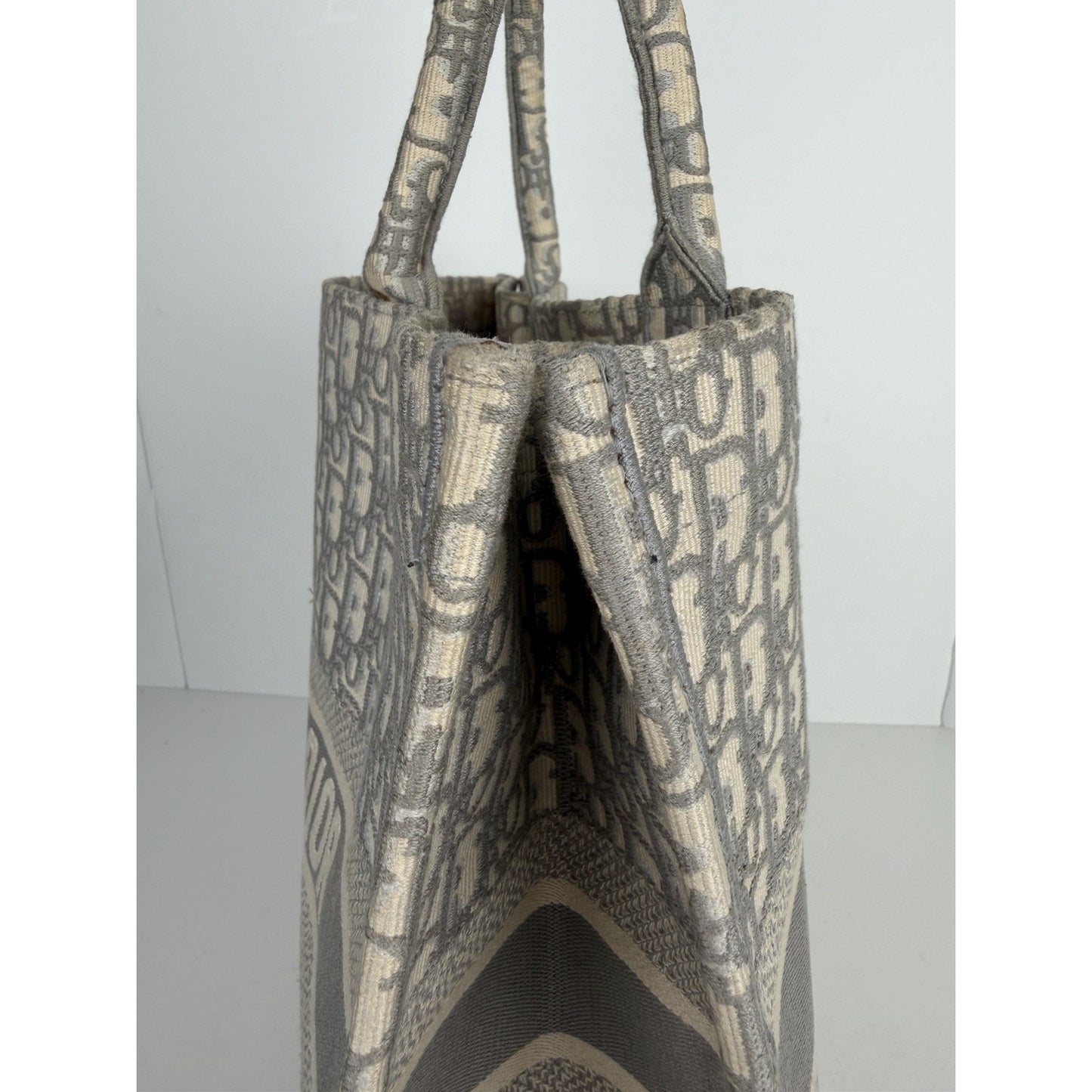 Christian Dior Book Tote Large in Grey Embroidered Oblique Canvas 2020 S