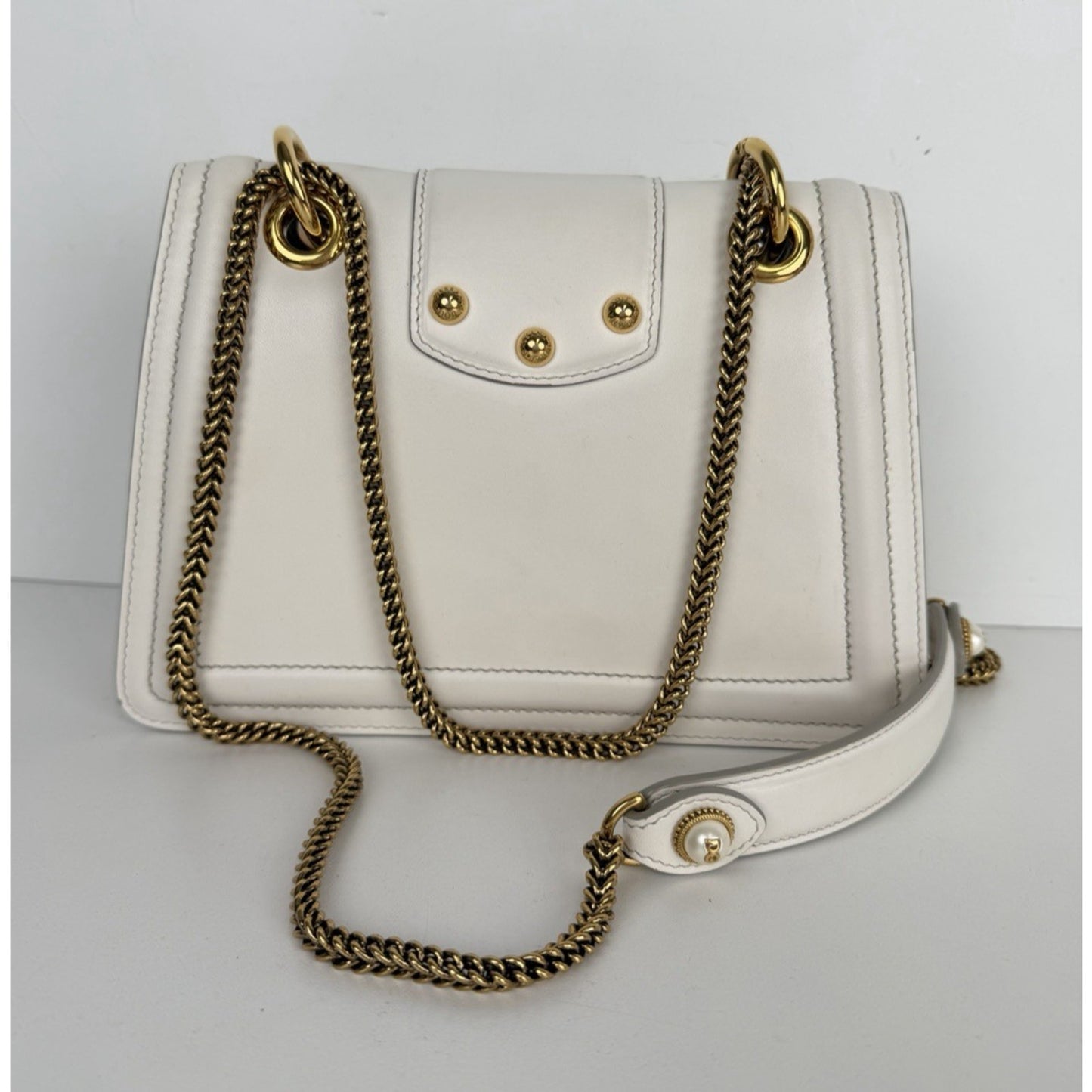 Dolce & Gabbana DG Amore Shoulder Bag Small in White Smooth Calfskin S07
