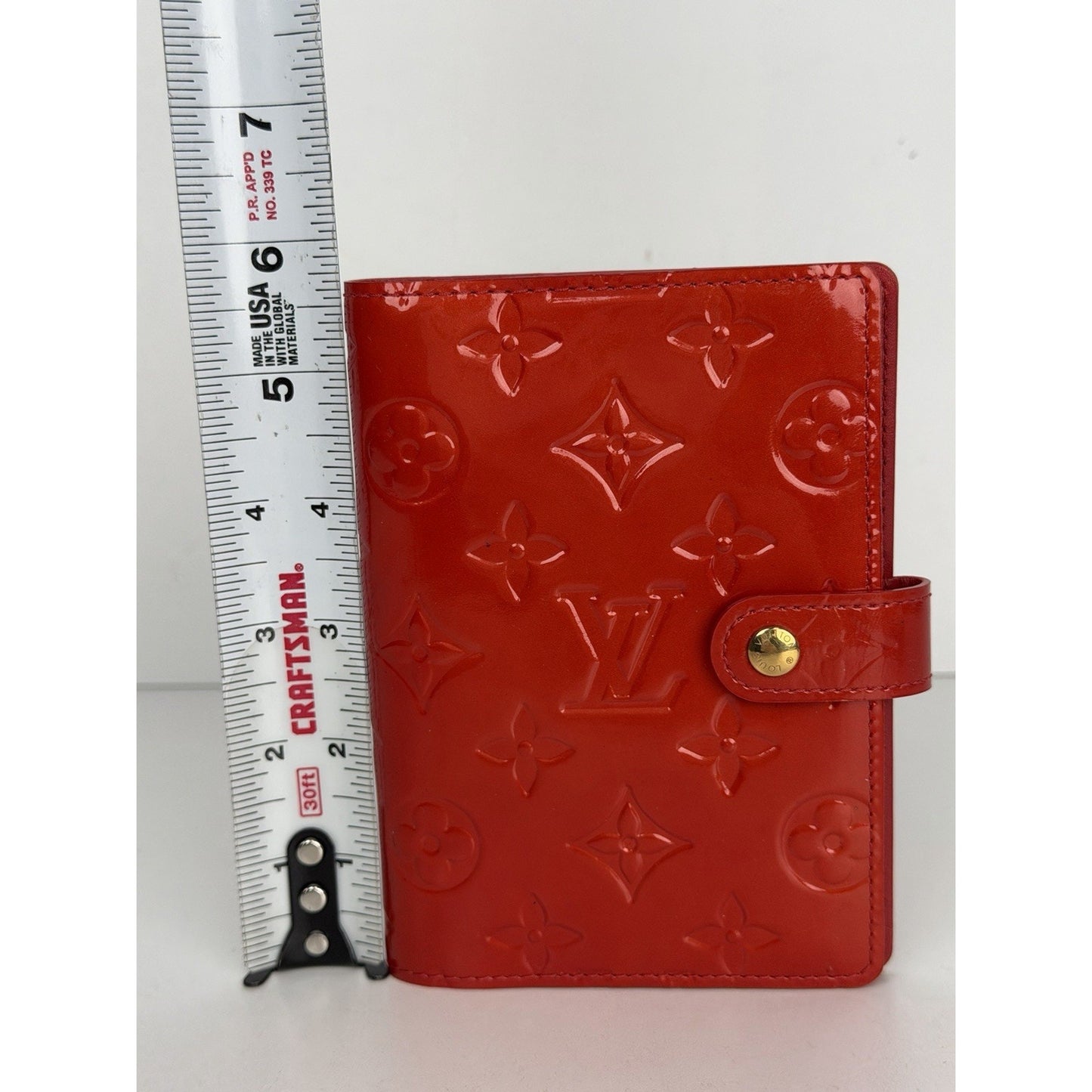 Louis Vuitton Ring Agenda Cover PM in Red Monogram Vernis Leather 2003