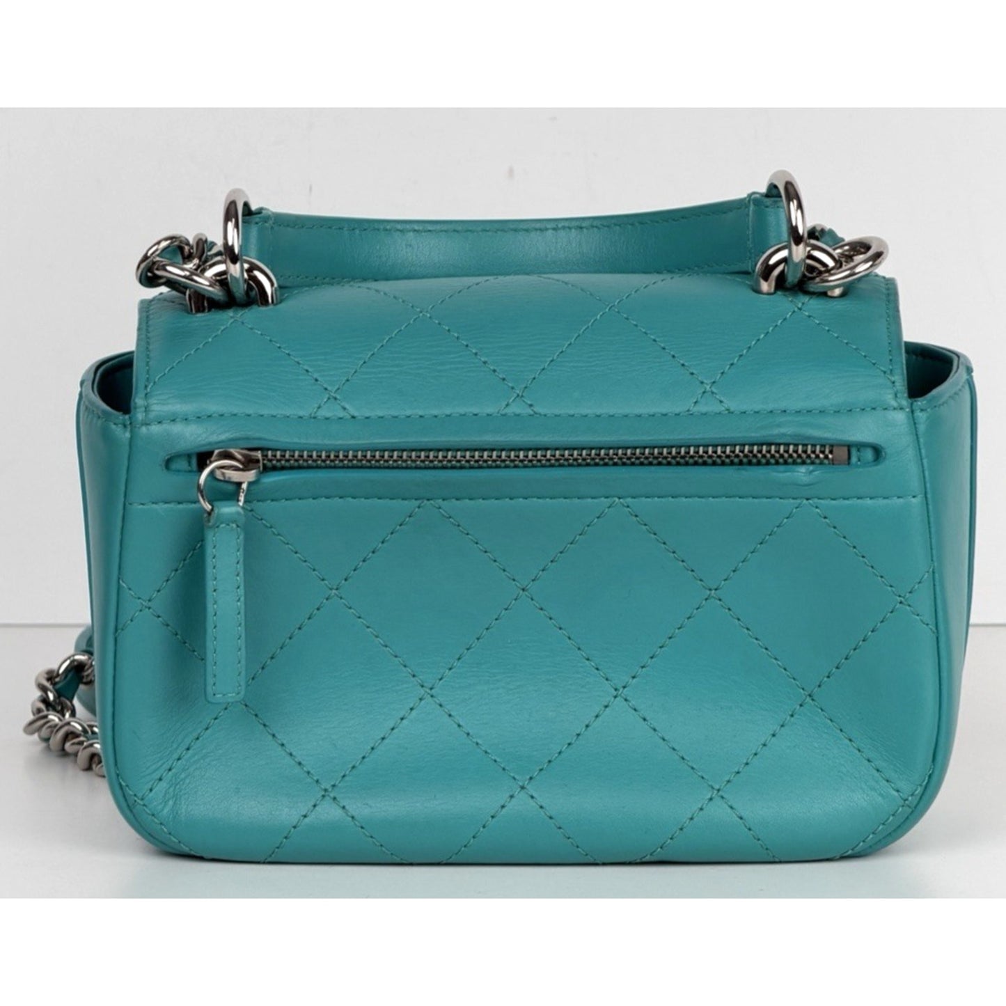 Chanel Stitched Covered CC Flap Mini Bag in Quilted Turquoise Calfskin 2017 E-5