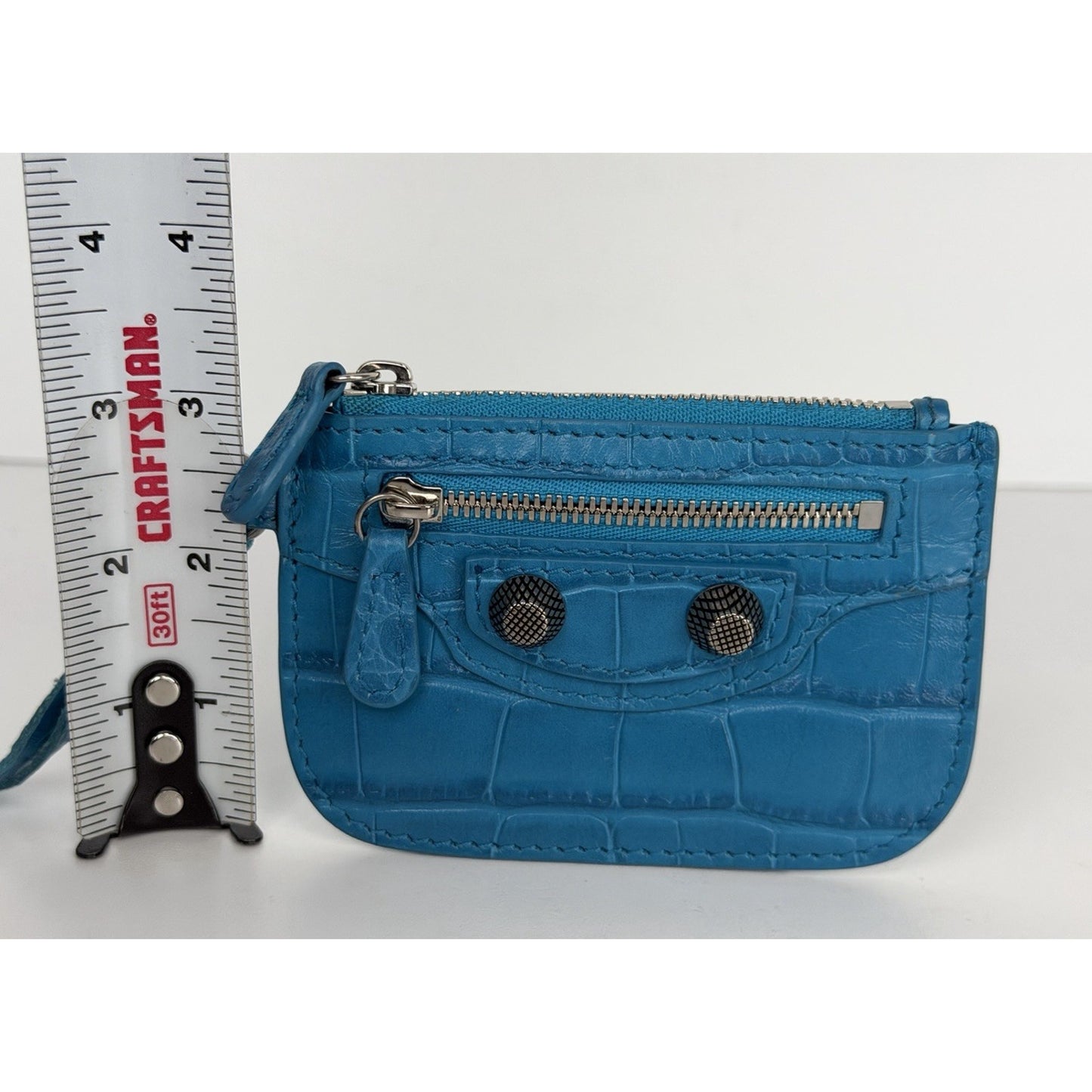 Balenciaga Le Cagole Coin Purse in Croc-Embossed Leather