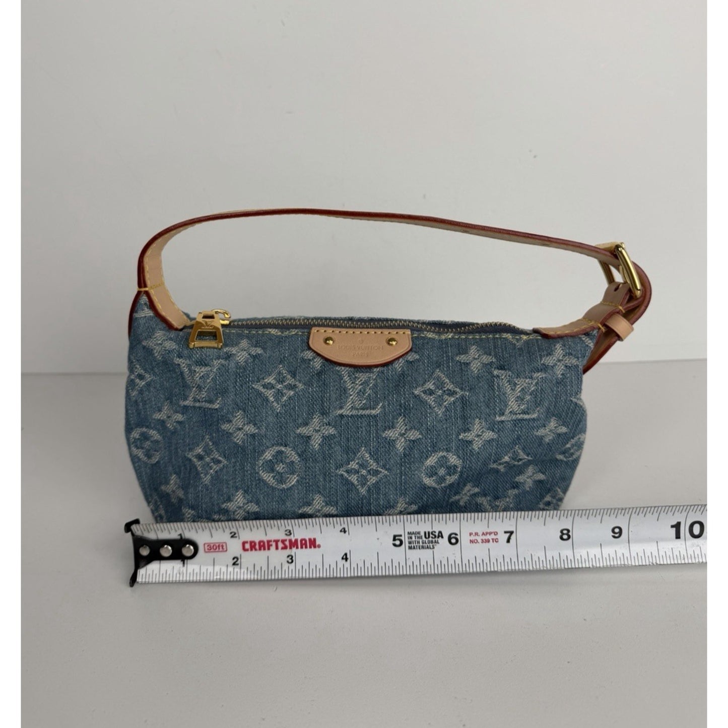 Louis Vuitton Hills Pochette Shoulder Bag in Blue LV Monogram Denim NFC C5