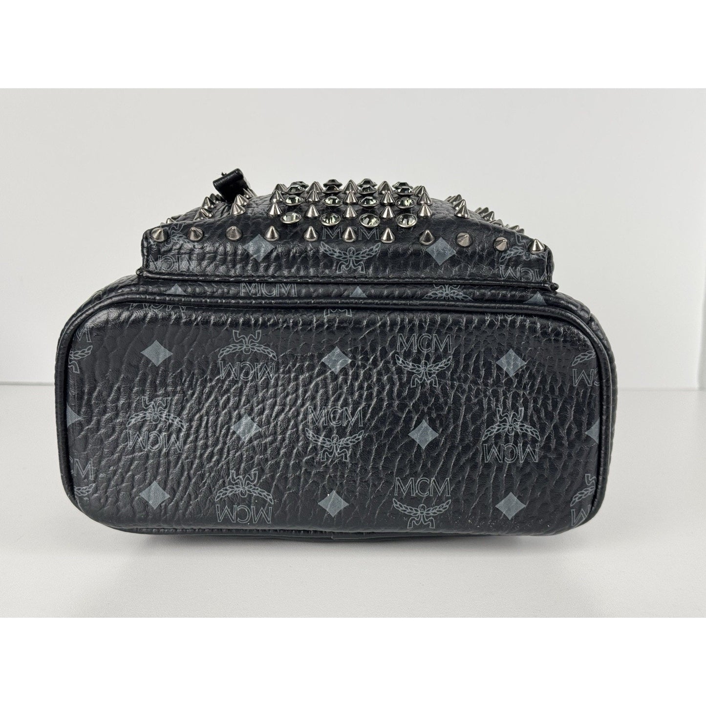 MCM Pearl Stud Stark Backpack in Black Grained Leather B-1