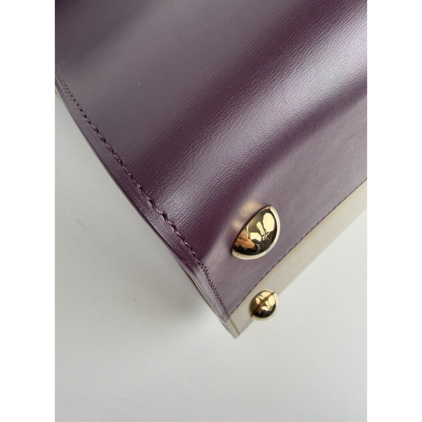 Delvaux Brillant Top Handle Bag GM in Deep Purple & Gold Leather B-6