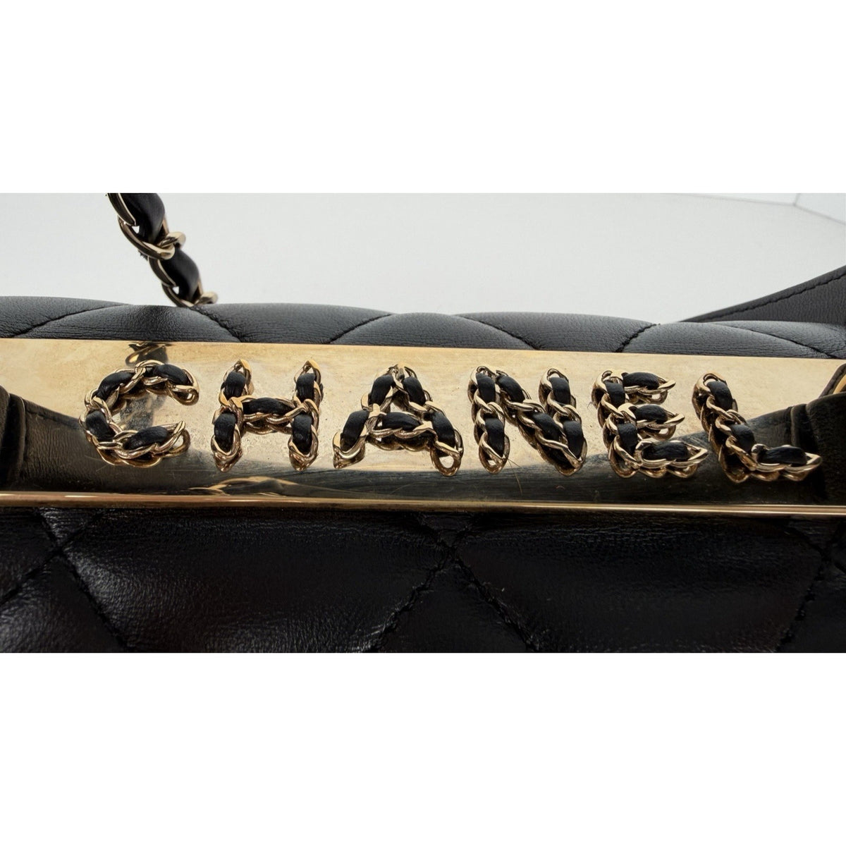 Chanel Trendy CC Small Flap Bag Black Quilted Lambskin Leather Microchipped F5