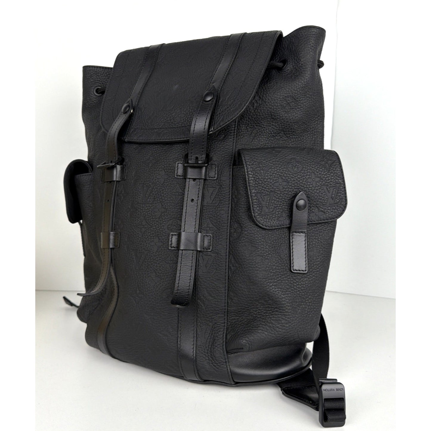 Louis Vuitton Christopher PM Backpack Black Embossed LV Monogram Leather NFC E-4