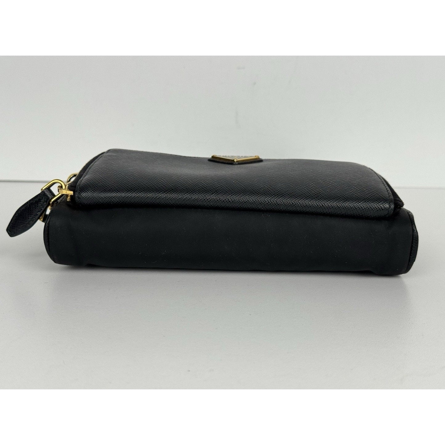 Prada Saffiano Leather Mini Double Zip Crossbody Black B-6