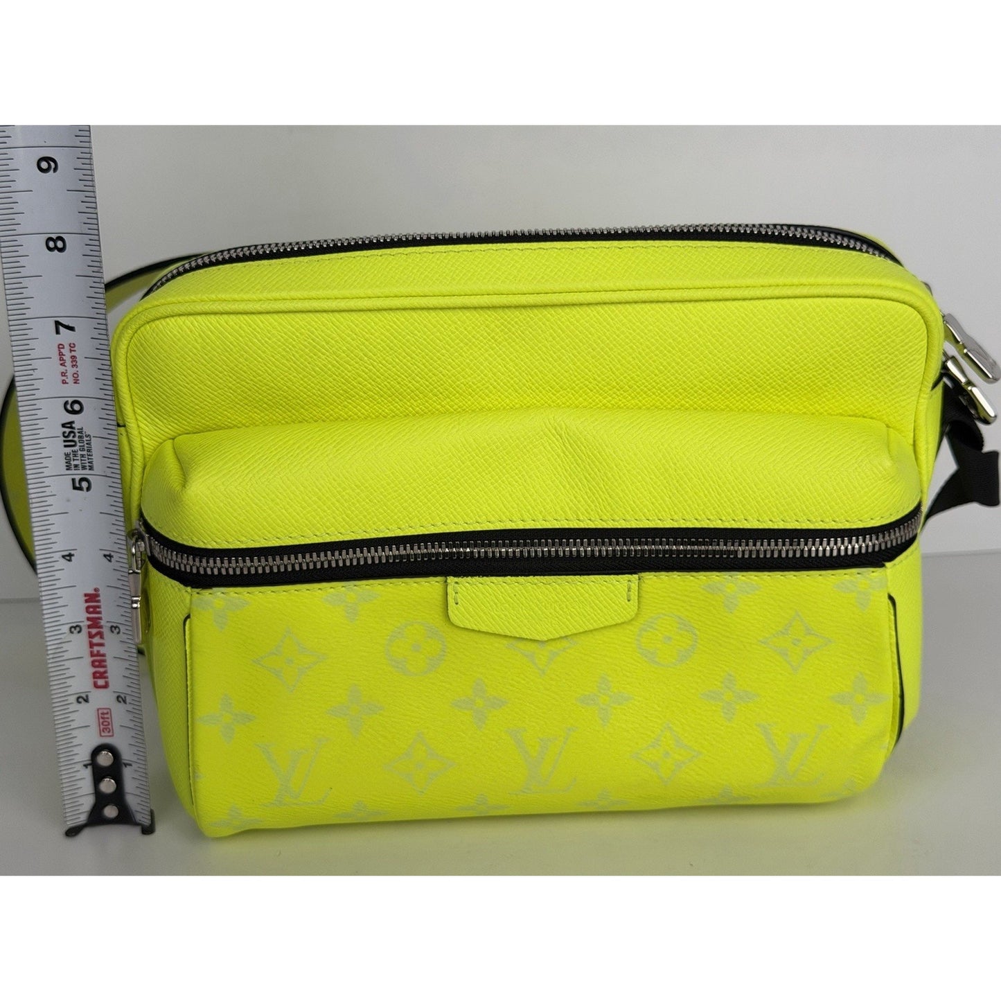 Louis Vuitton Outdoor Messenger Taiga in Neon Yellow Color Microchipped D9