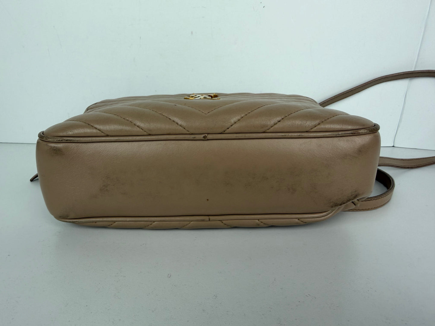 Saint Laurent Matelasse Monogram Lou Camera Bag Small in Beige Leather YS-08