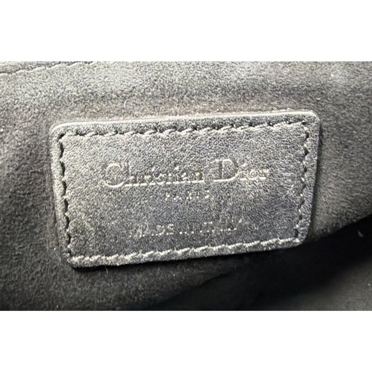 Christian Dior Lady Dior Studded Medium Top Handle Bag Black Leather NFC D8