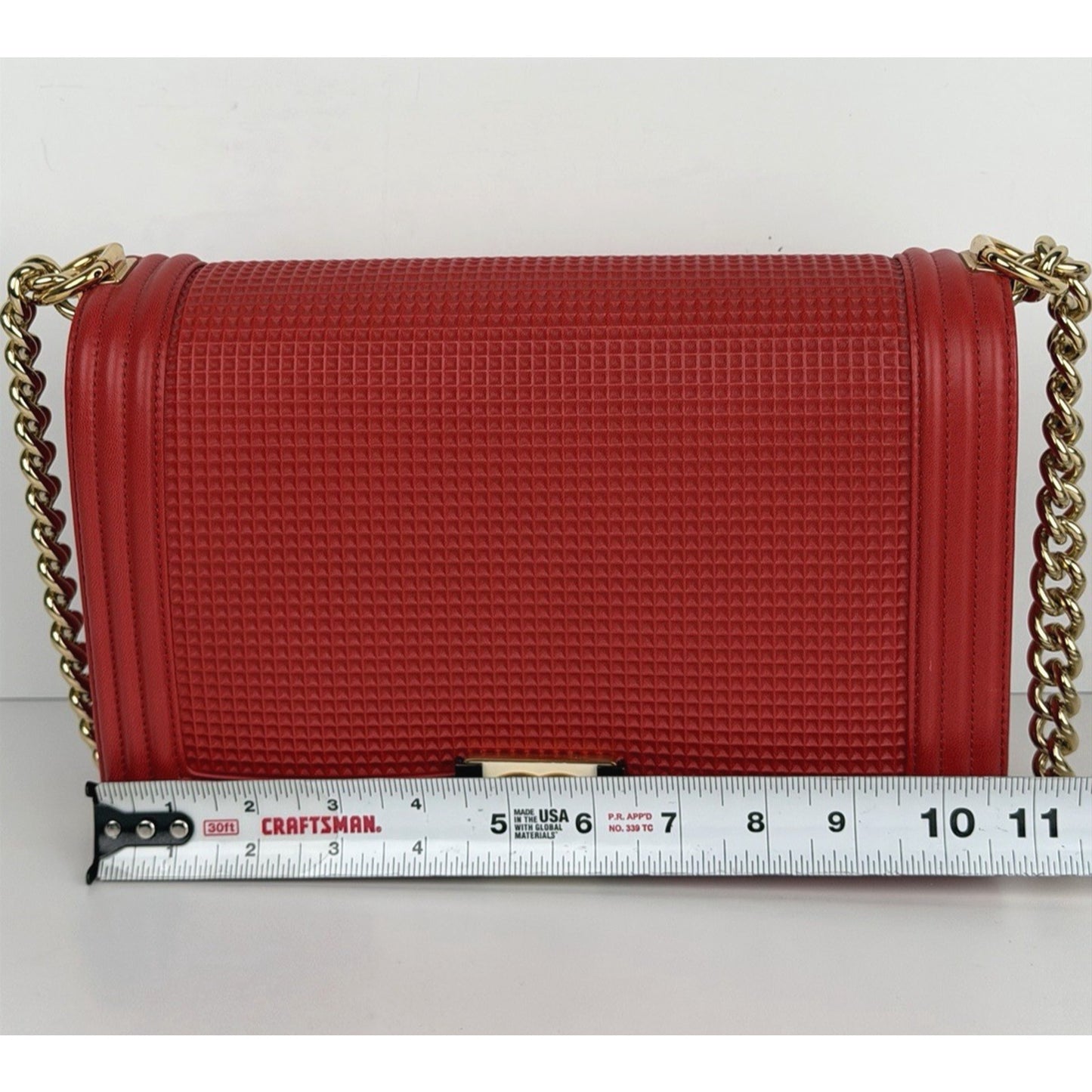 Chanel Cube Boy Flap Bag Medium in Red Embossed Lambskin Leather 2013-2014 B6