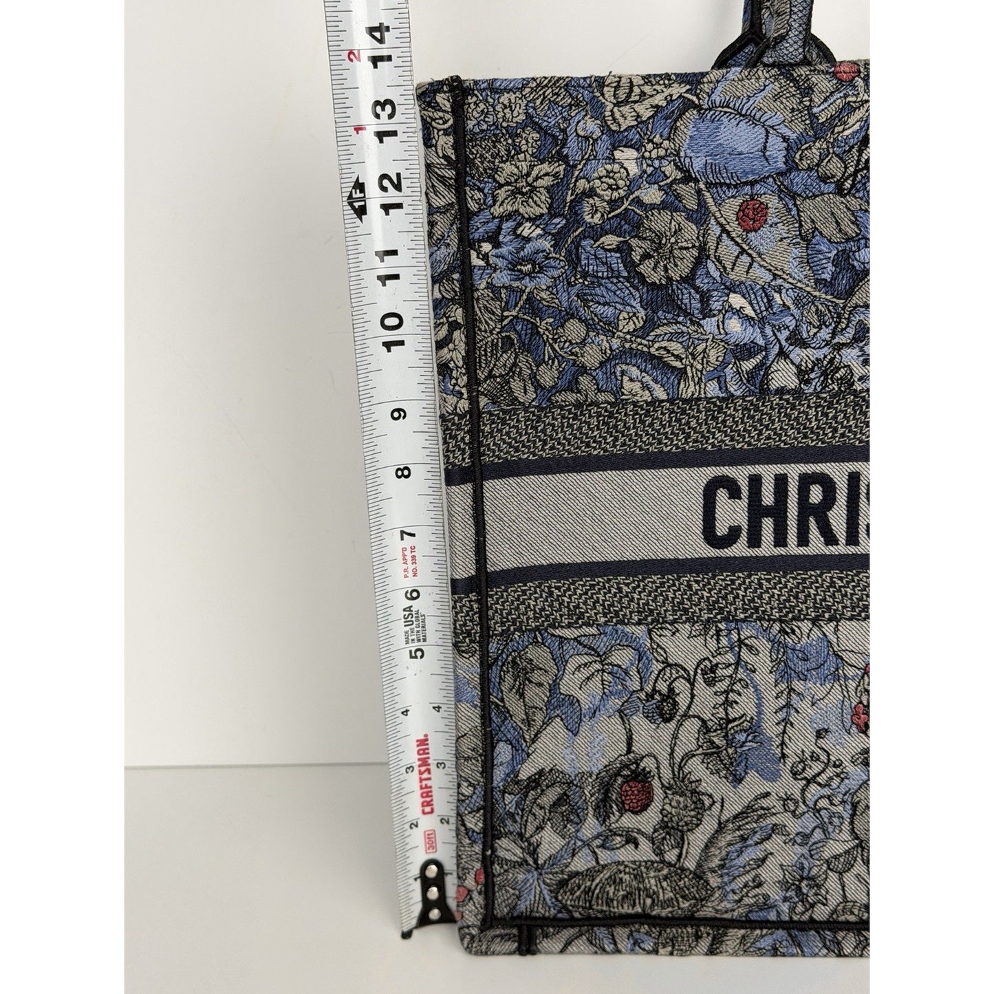 Christian Dior Book Tote Bag Large in Blue Embroidered "Jardin Magique" 2022 C5