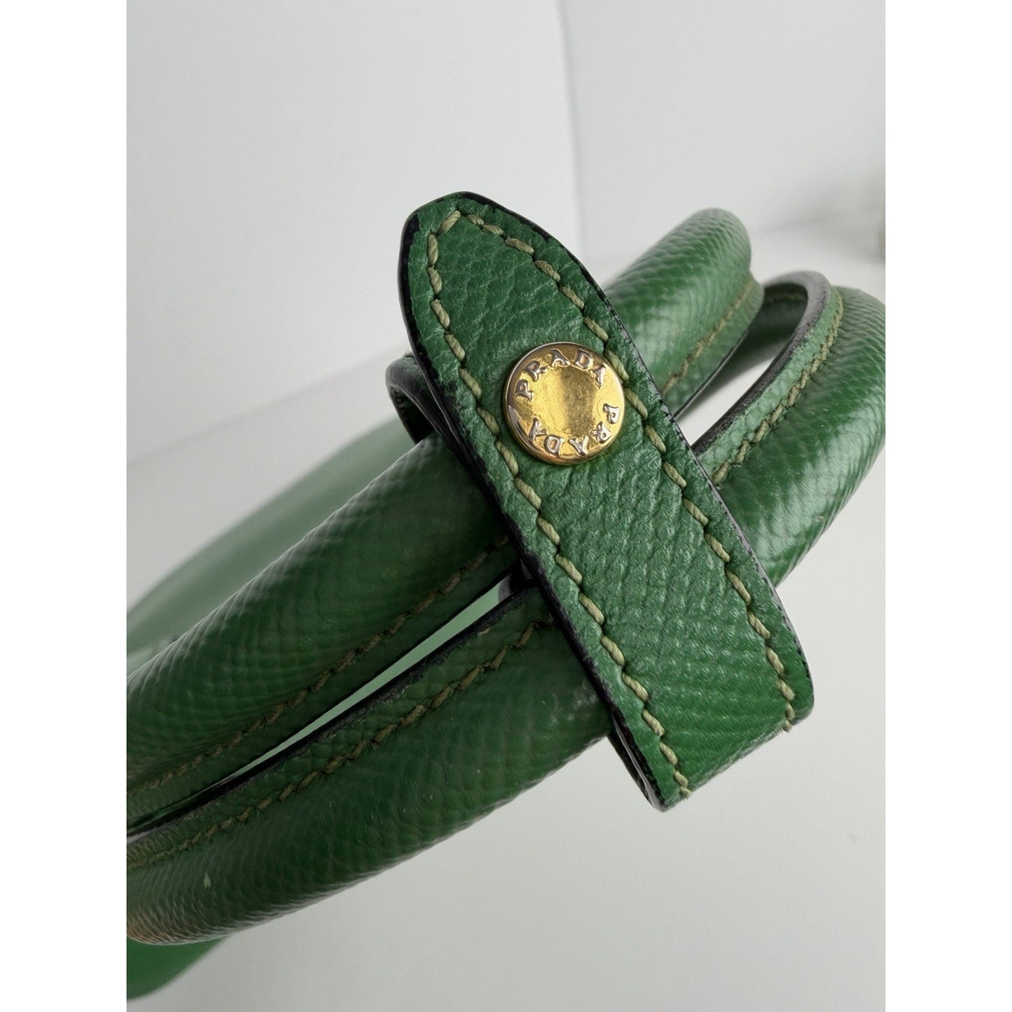 Prada Cuir Dome Satchel Medium Bag in Vibrant Green Saffiano Leather S