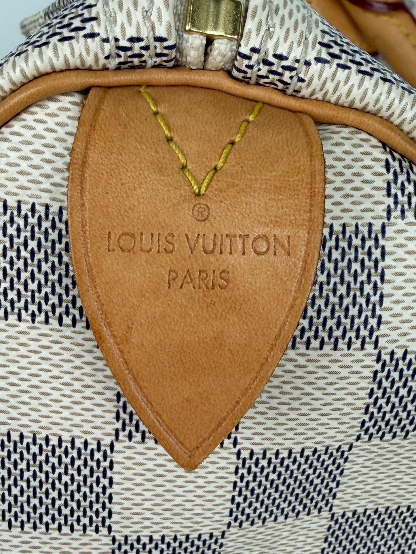 Louis Vuitton Speedy Handbag 35 in Damier Azur Coated Canvas 2016 YS