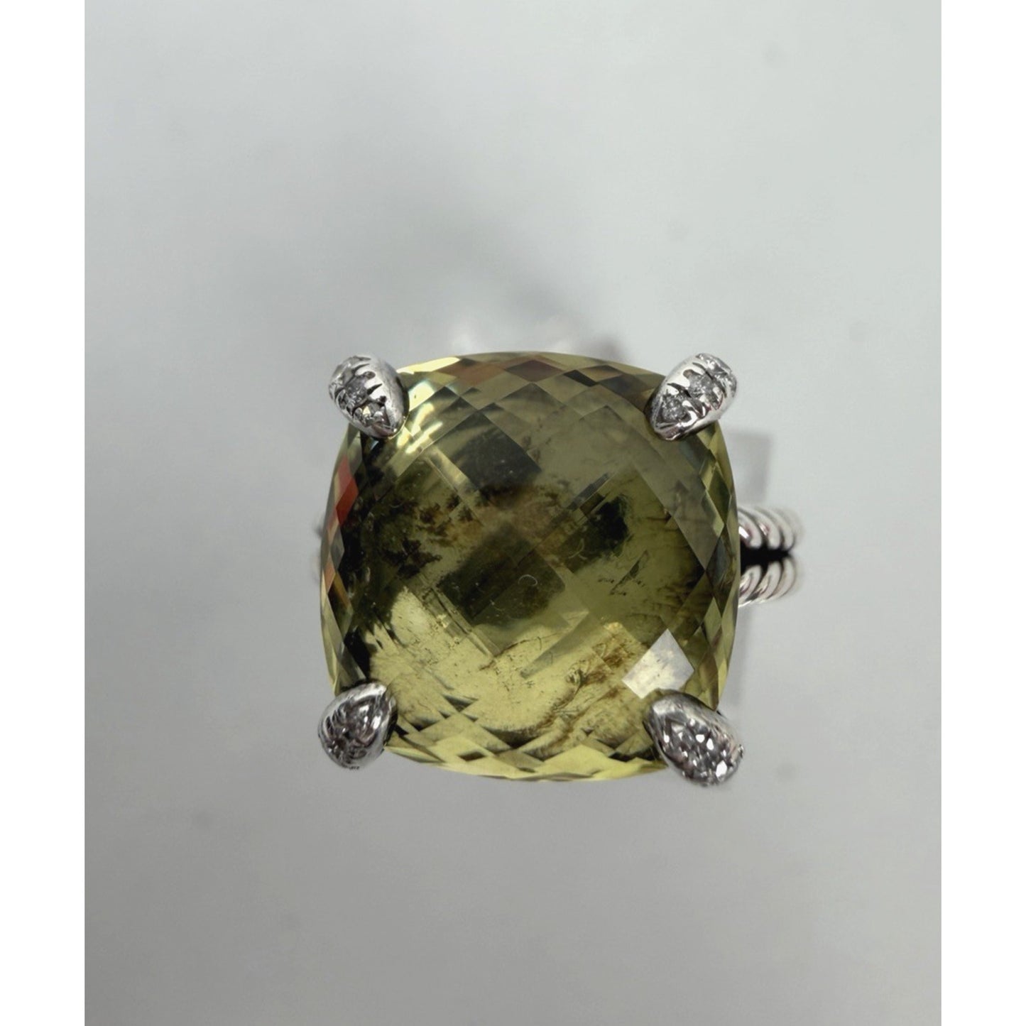 David Yurman Chatelaine Ring Lemon Citrine Gemstone in Sterling Silver 925