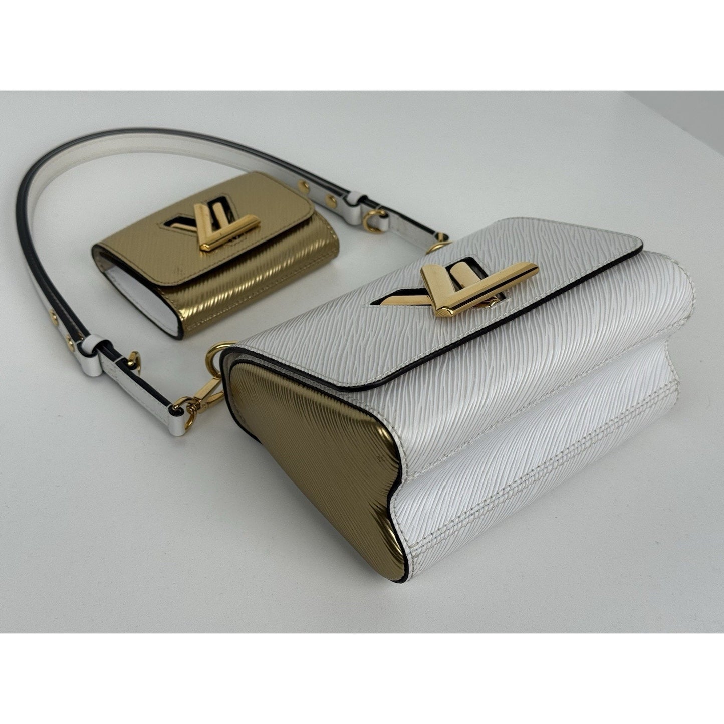 Louis Vuitton Twist PM and Twisty Epi Leather White and Gold