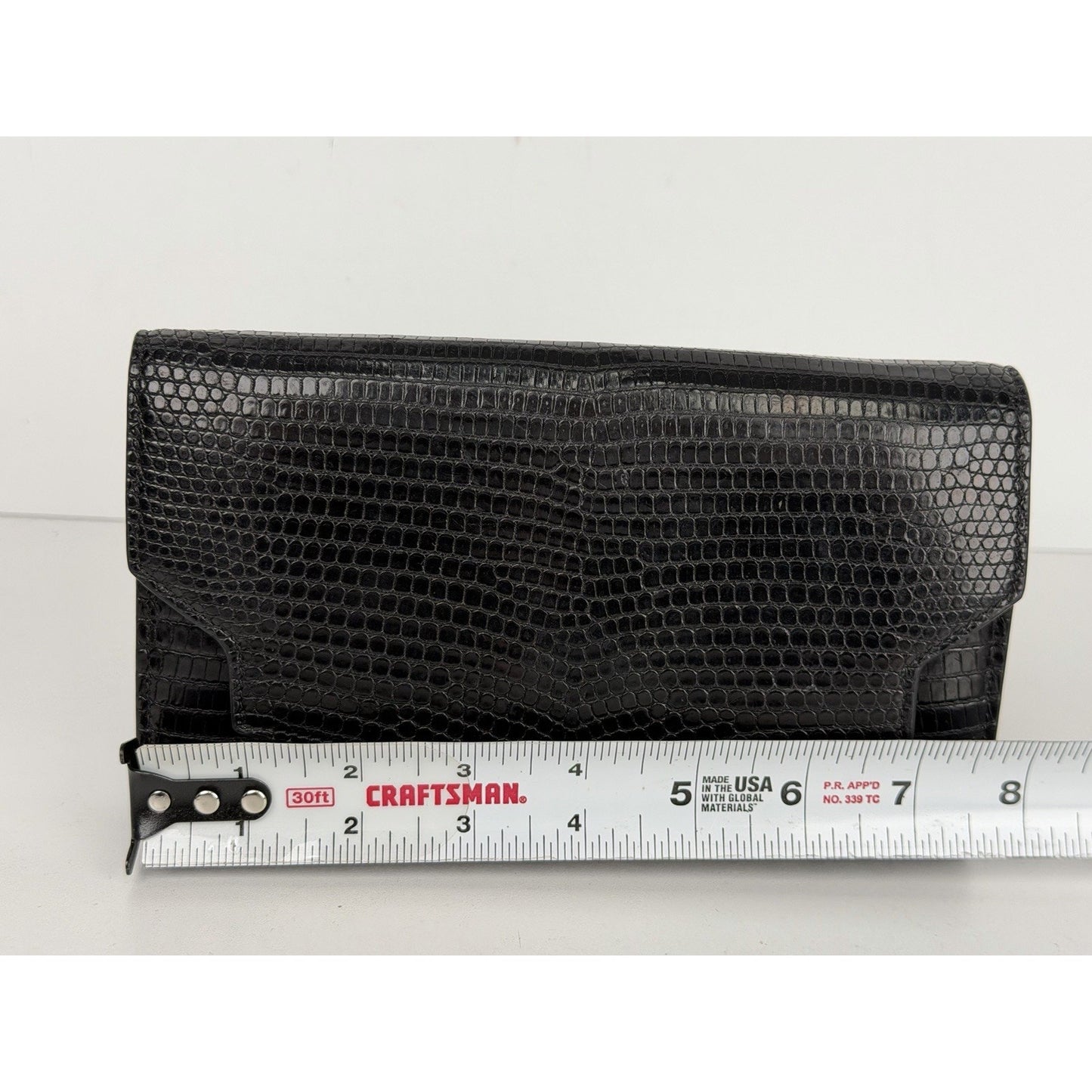 The Row Lady Wallet in Black Lizard Skin