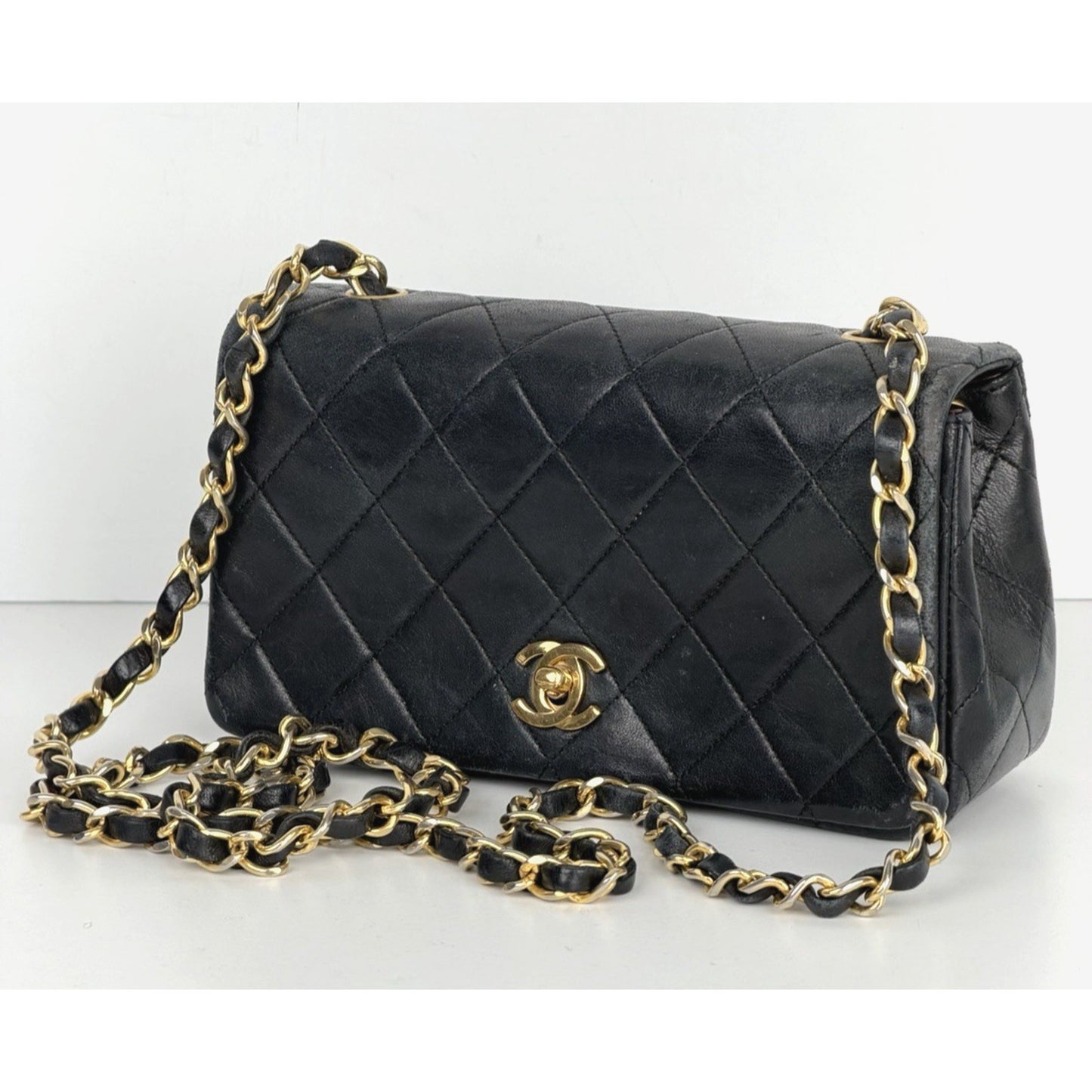 Chanel Mini Single Flap Bag Black Quilted Lambskin Leather 1989-1991 U2