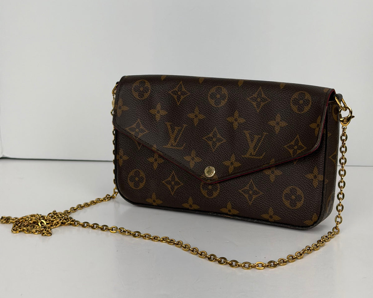 Louis Vuitton Pochette Felicie Flap Pouch in Brown LV Monogram Coated Canvas 2019 Y