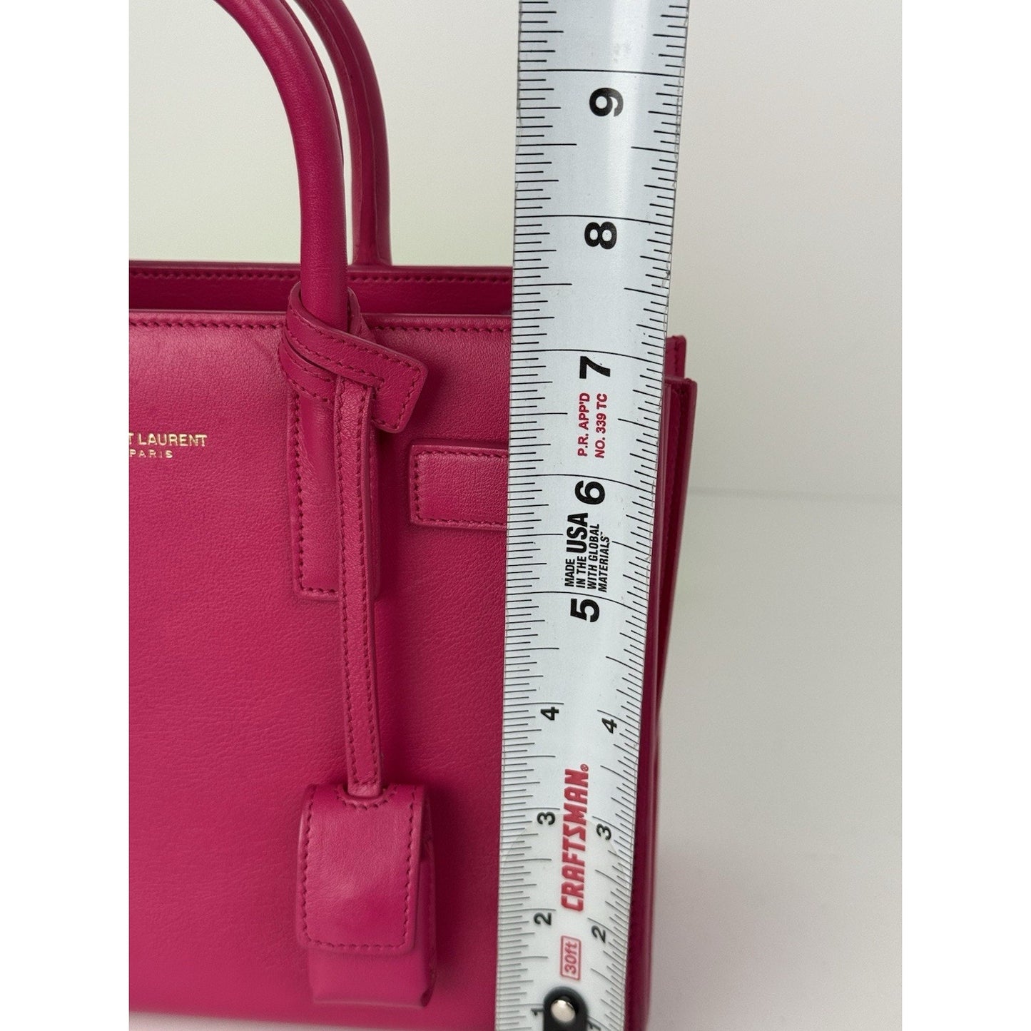 SAINT LAURENT Pink Leather Sac de jour Nano Women's Bag with Shoulder Strap