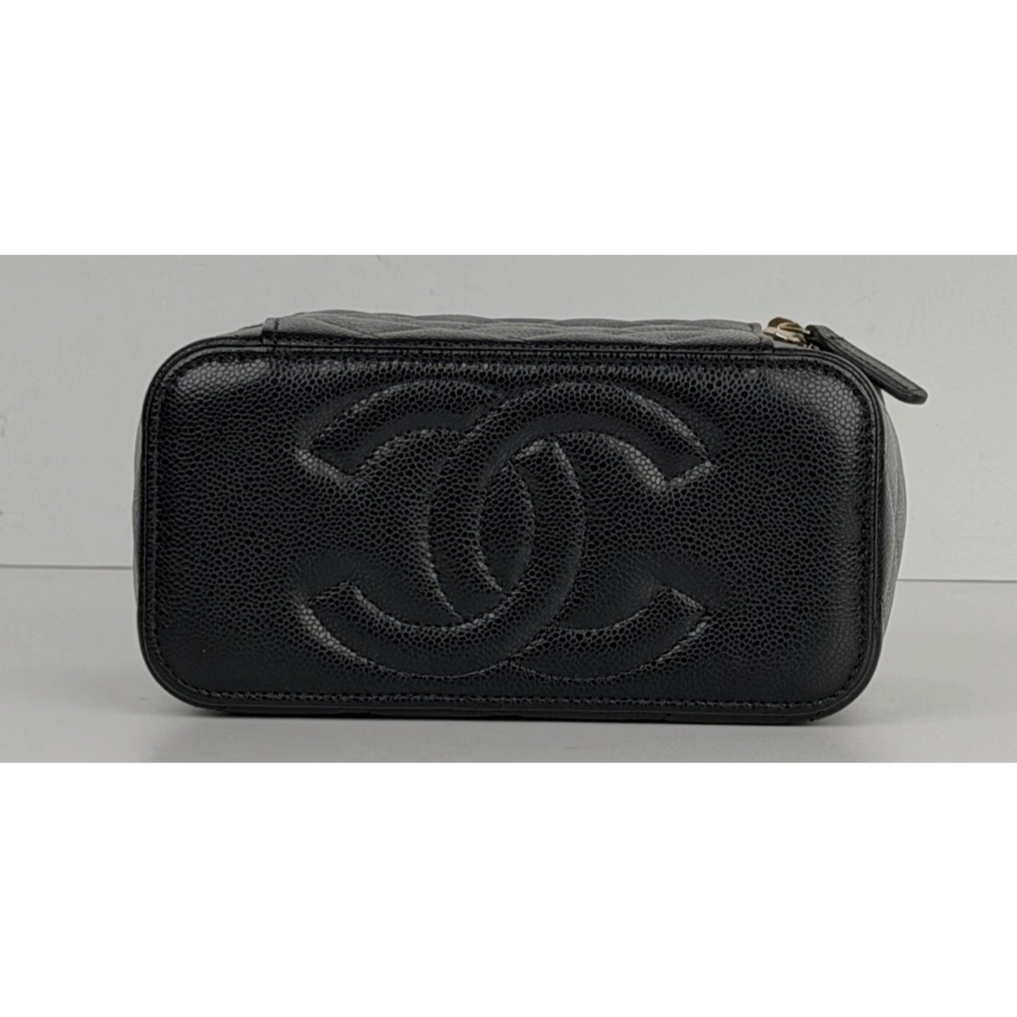 Chanel Vanity Case Bag Small in Black Caviar Leather With Chain NFC B1