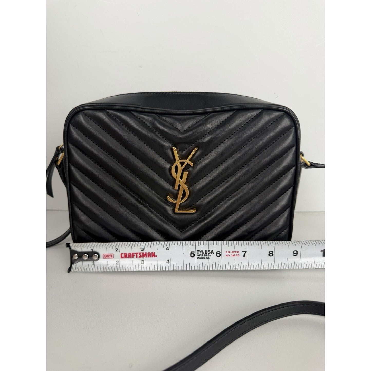 Saint Laurent Lou Camera Bag in Black Chevron Quilted Leather S11